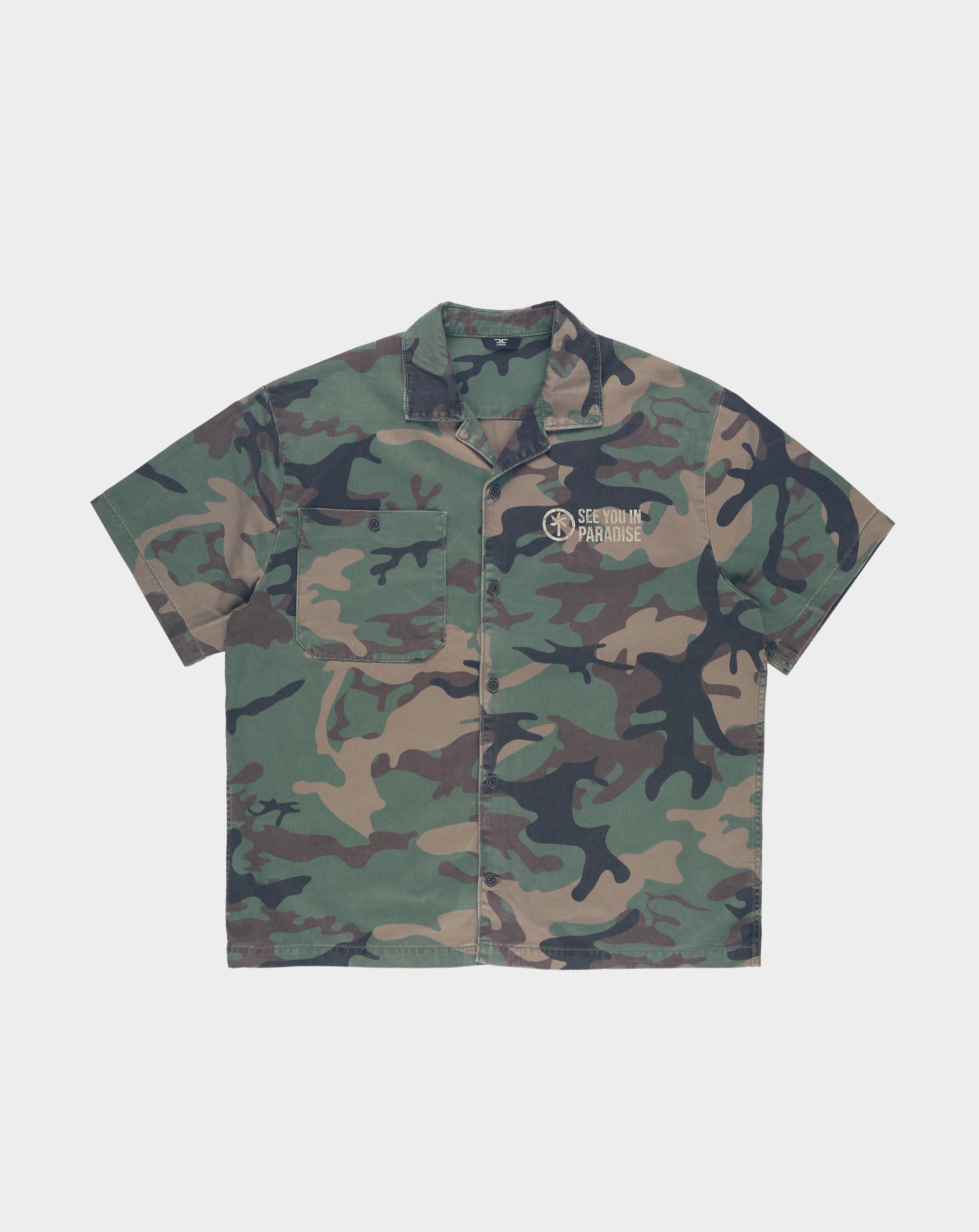 Men's Camo Camp Shirt - Military Style Outdoor Button Up Shirt for Hunting, Hiking & Casual Wear | Lightweight Breathable Fabric for All-Day Comfort