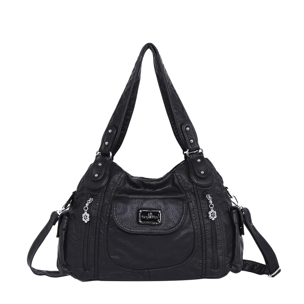 Angel Kiss Women's Large Shoulder Bag - Multipocket Faux Leather Hobo Tote Purse & Satchel for Work, Travel & Everyday Use