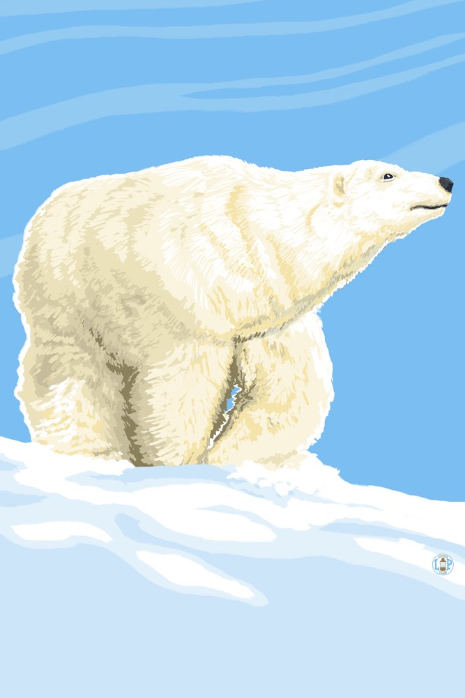 Polar Bear Solo - 9x12 Wall Art Poster, Digital Print Decor for Living Room, Bedroom & Office | Wildlife Photography & Nature Themed Home Decoration