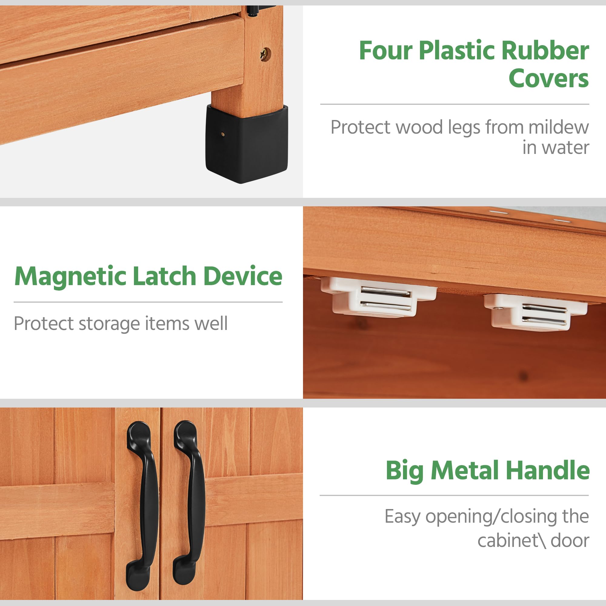 Yaheetech Outdoor Garden Potting Bench - Solid Wood Planting Work Table with Storage Cabinet & Metal-Plated Tabletop for Patio, Gardening, and DIY Projects - Perfect for Organizing Tools, Pots, and Supplies in Your Backyard or Greenhouse