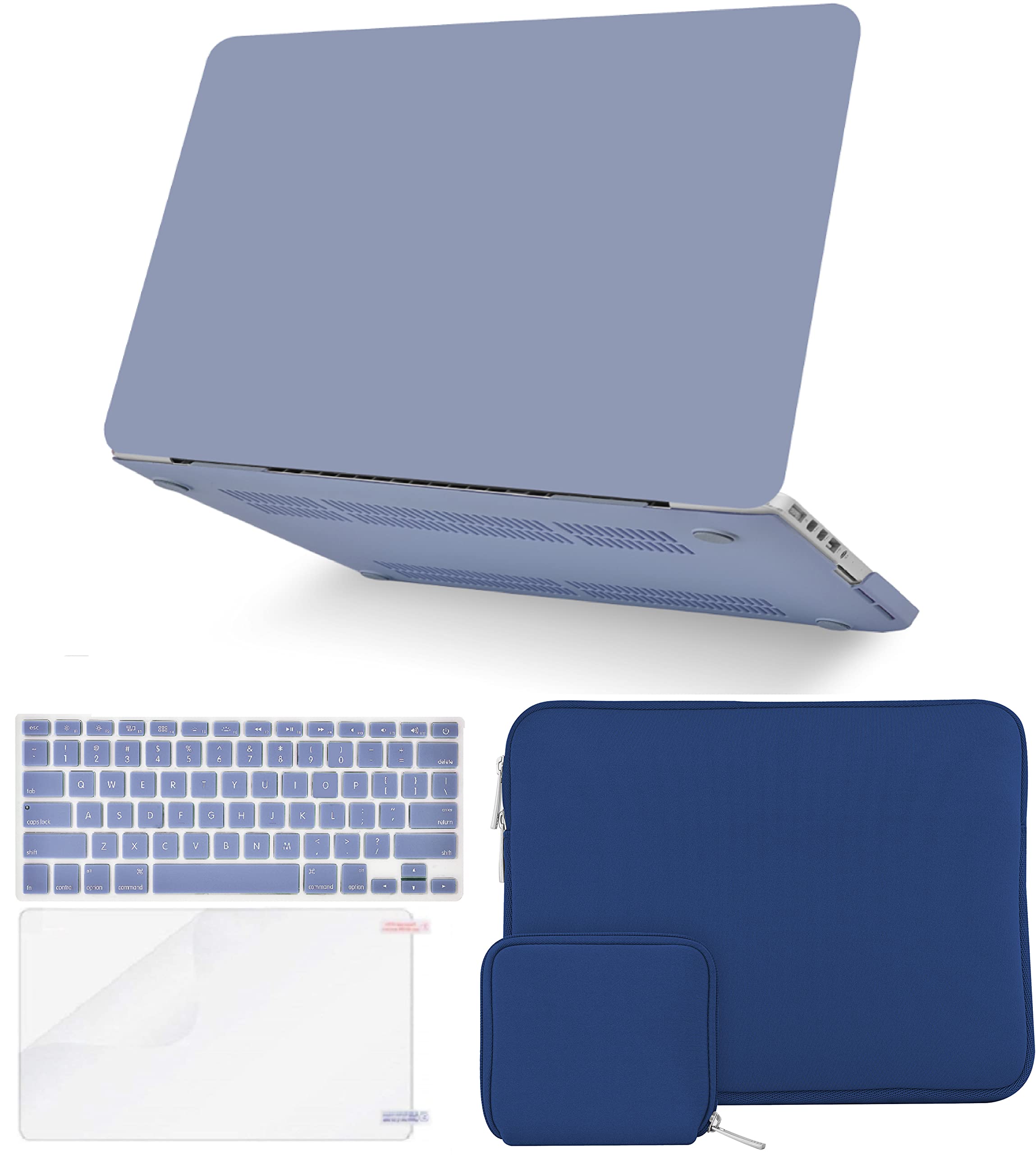 KECC MacBook Air 13 inch Case (A1369/A1466) - Hard Plastic Shell with Keyboard Cover, Slim Sleeve, Screen Protector & Storage Pouch in Lavender Grey | Protective Cover for Travel, Work & School Use