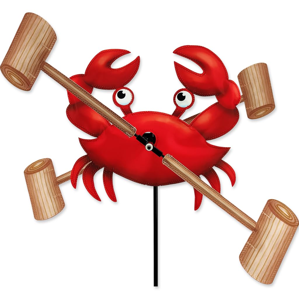 12-inch Whirligig Crab - Decorative Wind Spinner for Garden, Yard, and Outdoor Decor - Perfect for Coastal, Beach, or Nautical Themed Spaces