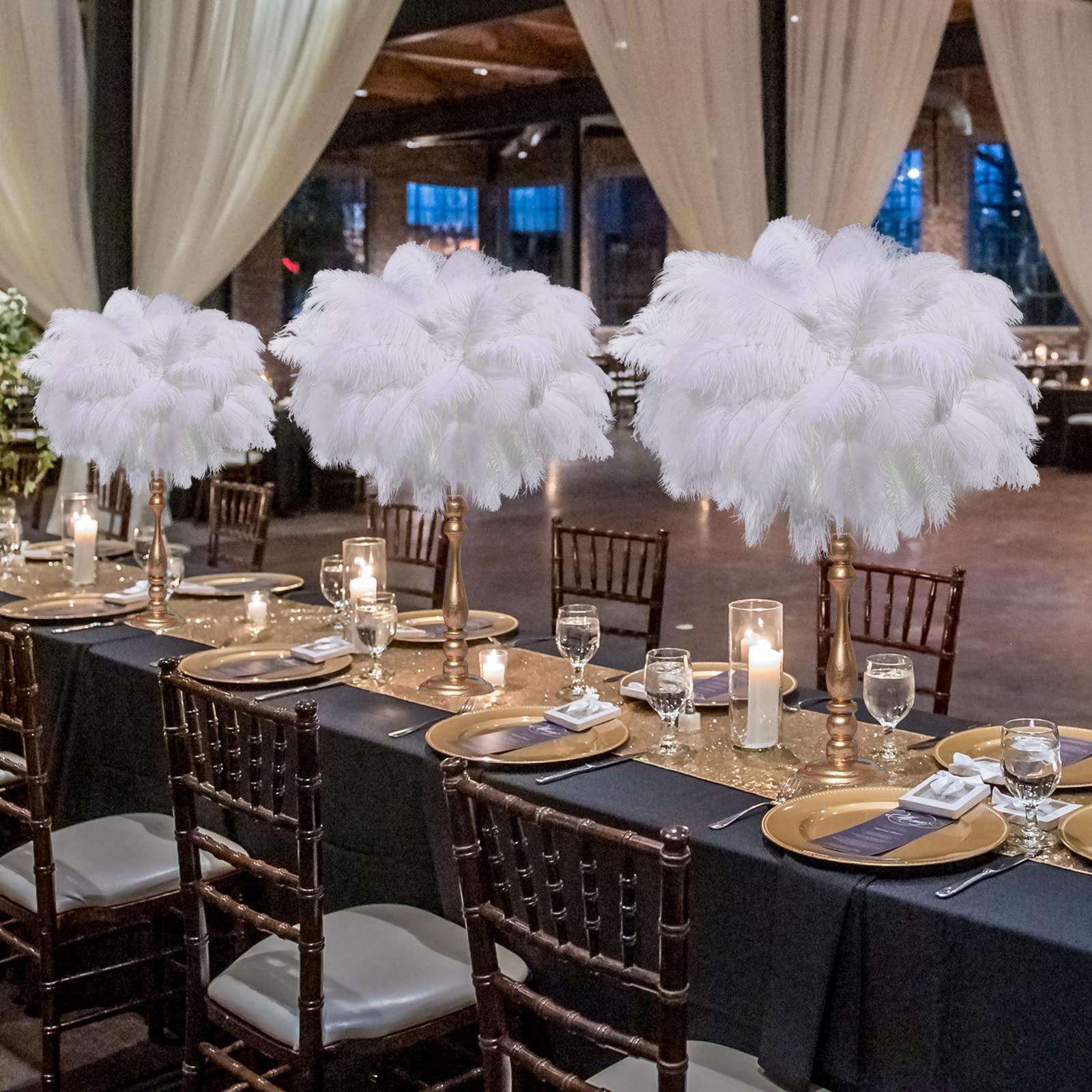 80 Pcs Large Natural Ostrich Feathers 14-16 Inch Bulk for DIY Crafts, Wedding Decor, Party Centerpieces, Vase Fillers | Perfect for Home Decor, Event Styling, and Floral Arrangements