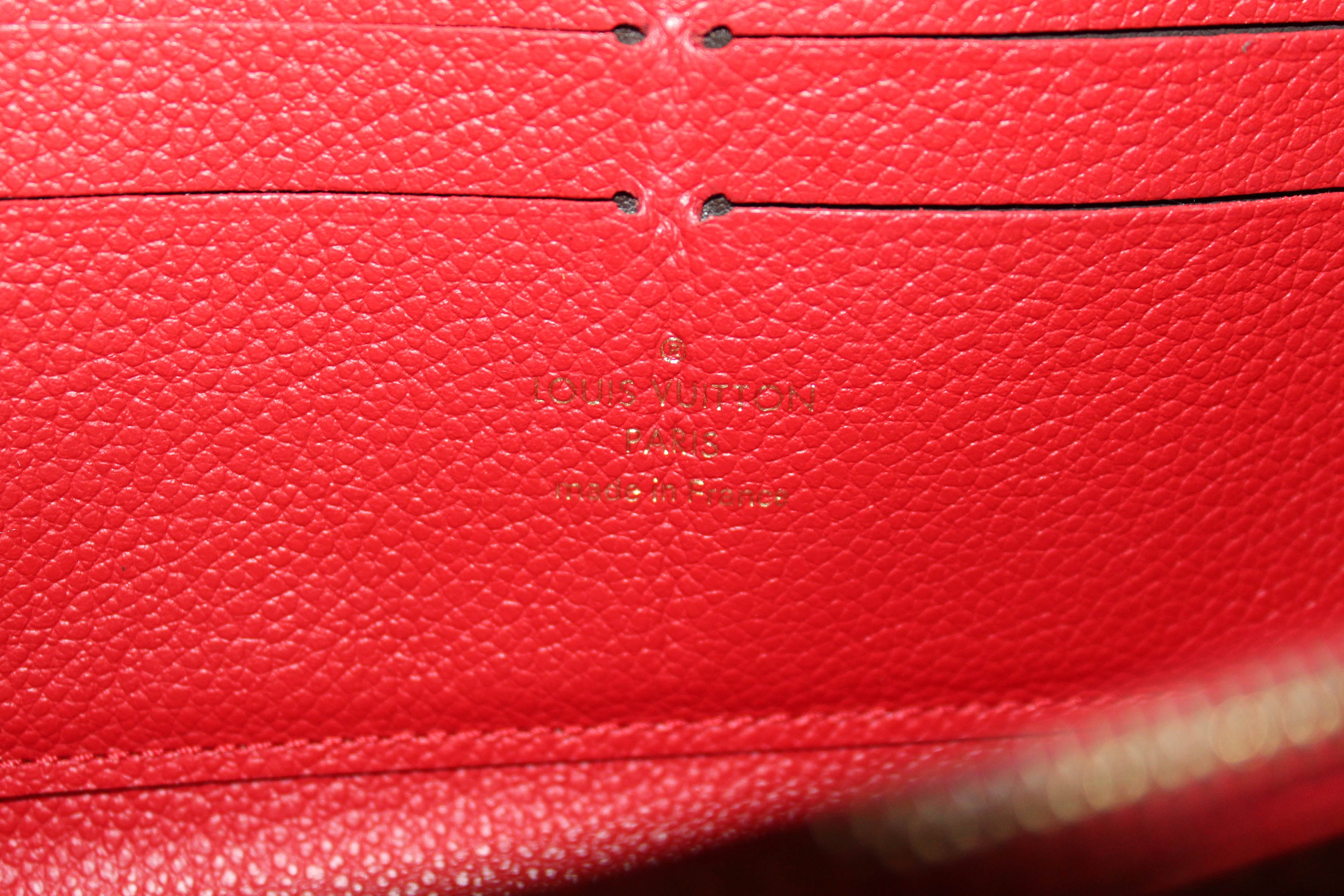 Authentic Louis Vuitton Red Empreinte Leather Zippy Wallet for Women | Luxury Designer Zip Around Wallet | Perfect for Everyday Use, Travel & Gift Giving