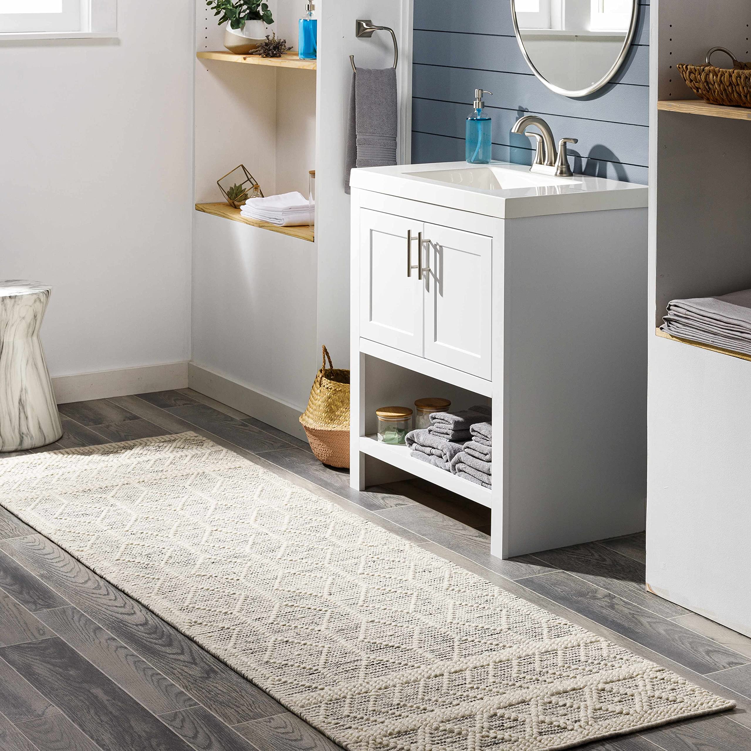 Handwoven Carolina Boho Wool High Low Textured Area Rug - Farmhouse Moroccan Trellis Carpet for Living Room, Bedroom & Dining Room - Handmade Zig Zag Bubble Weave Design - Black, White & Cream - 6' x 9' - Perfect for Bohemian Decor, Cozy Spaces & Modern Farmhouse Style