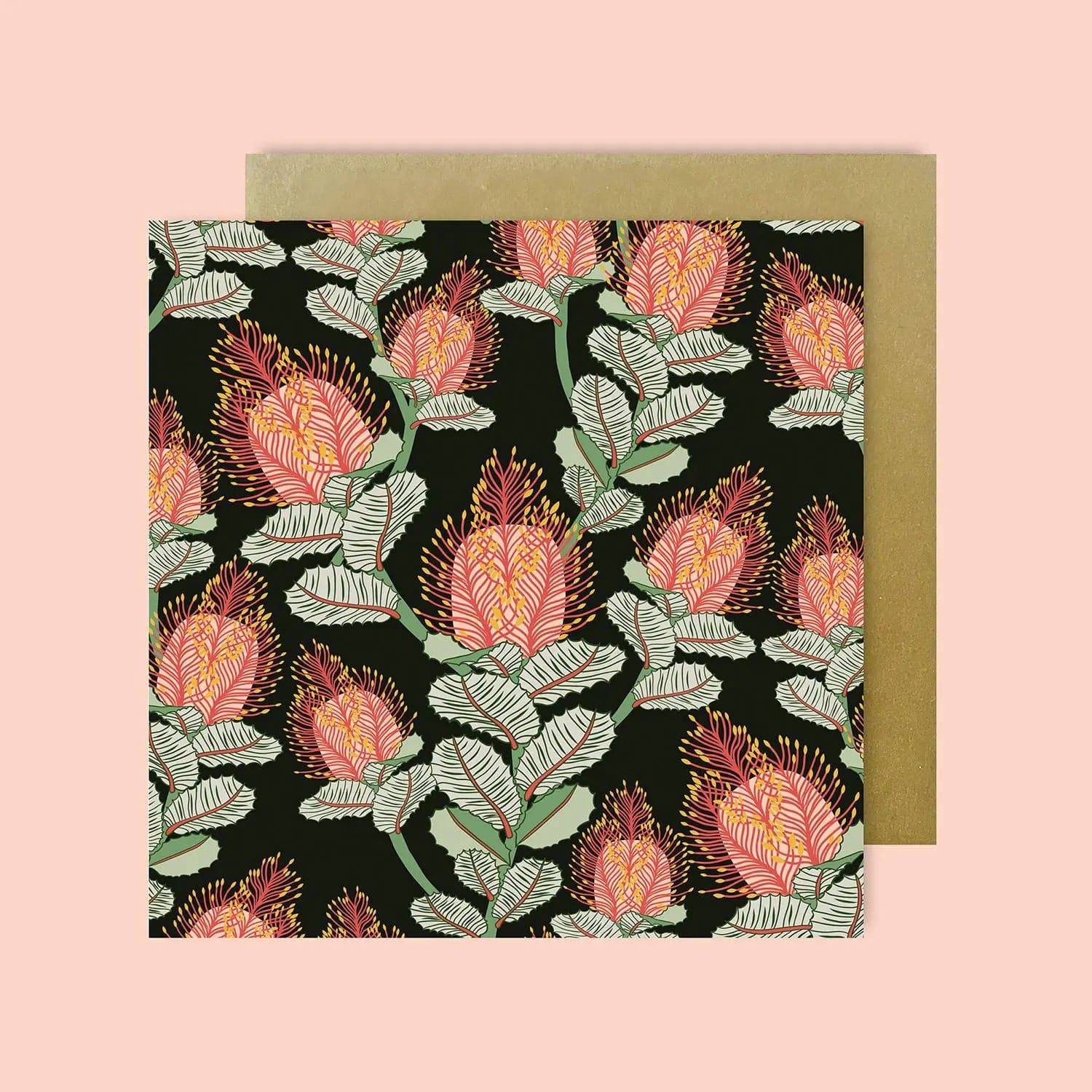 Coral Banksias Magnetic Gift Set with Greeting Card - Perfect for Birthday, Anniversary, and Thank You Gifts