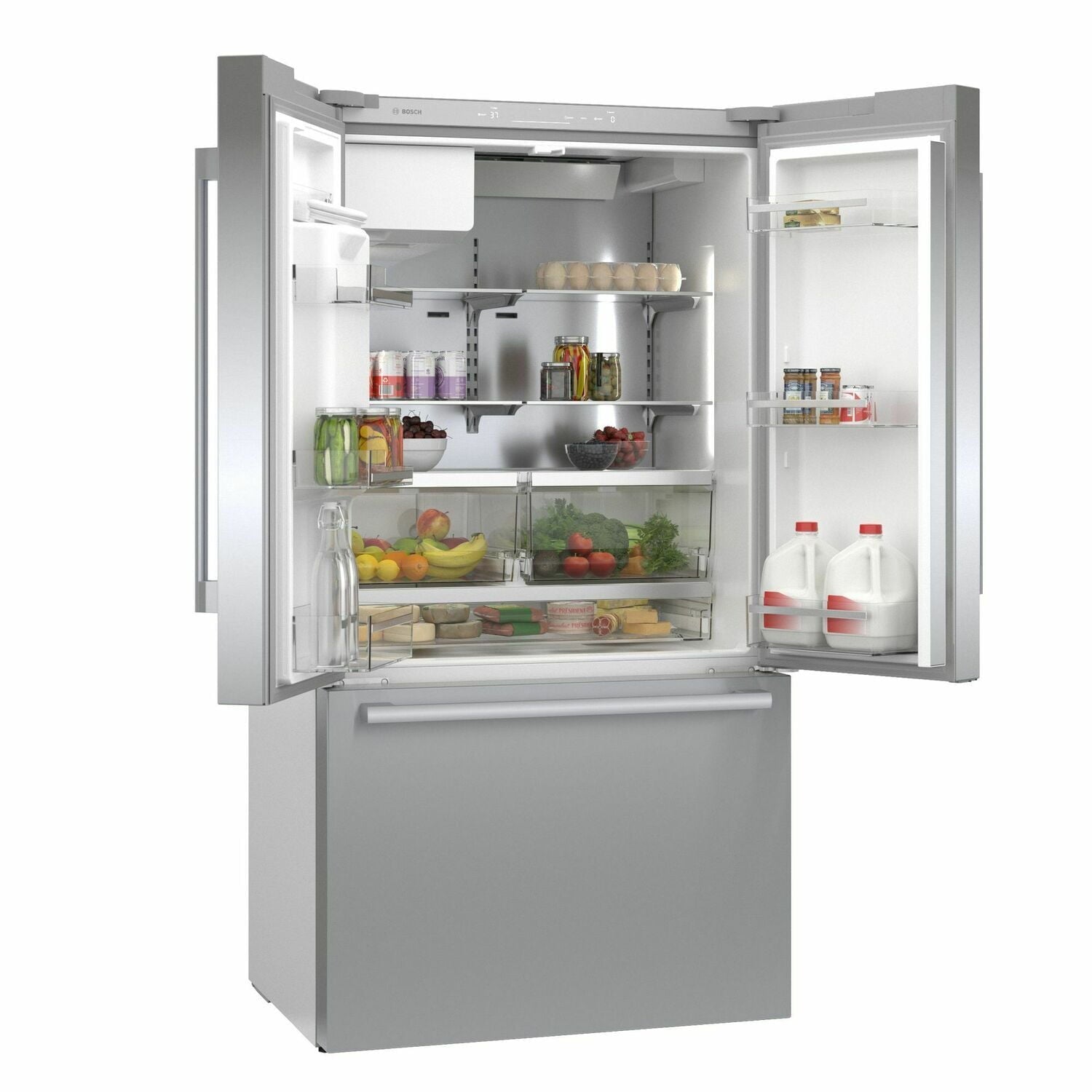 Bosch B36CD50SNS 500 Series 36-Inch French Door Refrigerator with Bottom Freezer - Stainless Steel, Easy-Clean Design - Perfect for Modern Kitchens & Open-Concept Homes