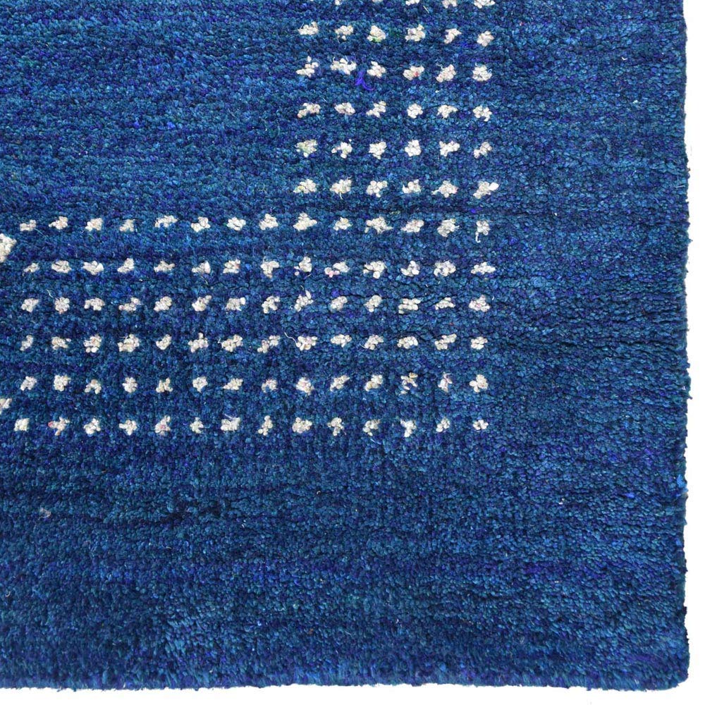 Hand-Knotted 8'x10' Silk Mix Area Rug - Contemporary Blue Design (LSM530) | Perfect for Living Room, Bedroom & Office Decor
