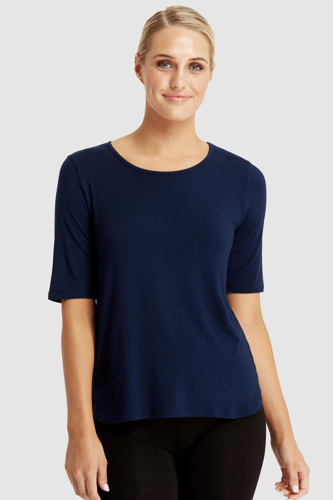 Bamboo Sophie Tee - Soft Organic Cotton Women's T-Shirt in Navy Blue | Casual Wear, Lounge, Everyday Comfort