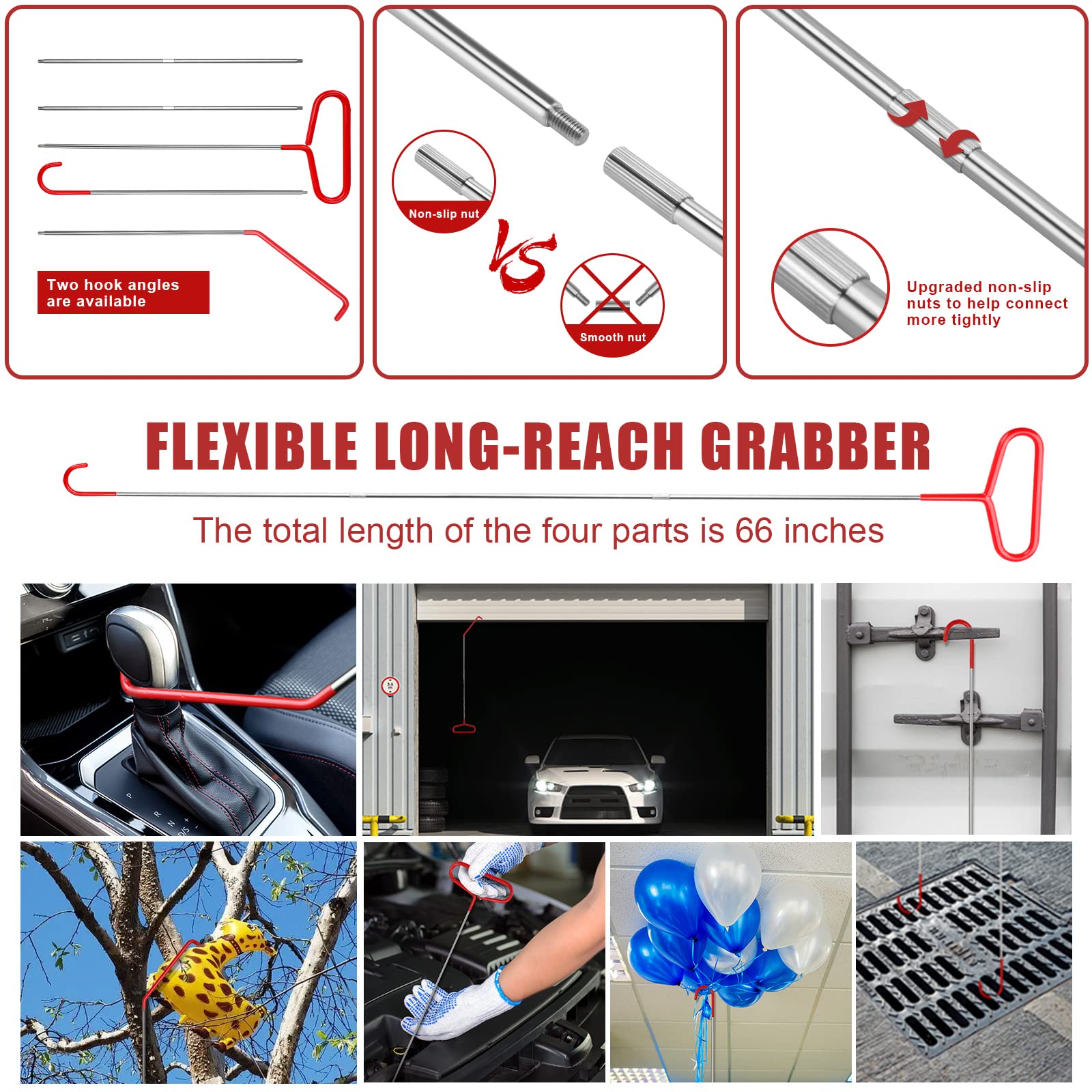 19-Piece Long Reach Tool Kit with 67-Inch Extension - Hand Tools for Home, Truck & 5th Wheel Hook - Perfect for Garage, RV Maintenance & Rolling Door Repairs