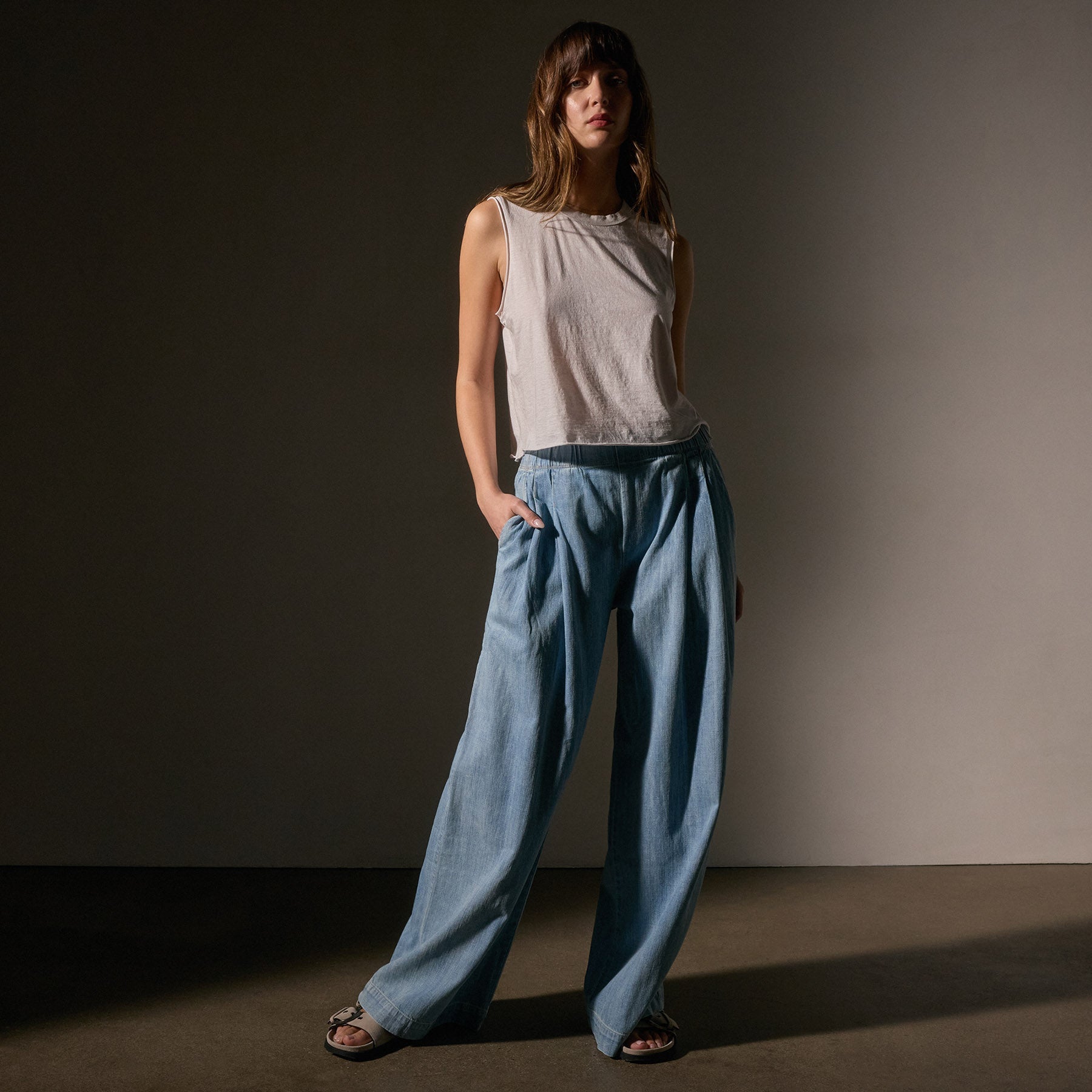 Stylish Pleated Denim Pants for Women - Bleach Wash High Waist Trousers | Casual Wear, Office Outfits & Street Fashion