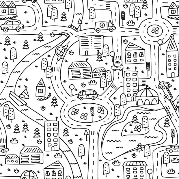 Premium Cotton Poplin Fabric with City Map Print - Perfect for DIY Fashion, Home Decor & Craft Projects