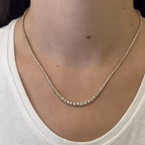 Luxury 4.00 Carat Riviera Diamond Tennis Necklace - 14K Gold 2.00-3.50mm 4-Prong Setting | Perfect for Weddings, Anniversaries & Special Occasions