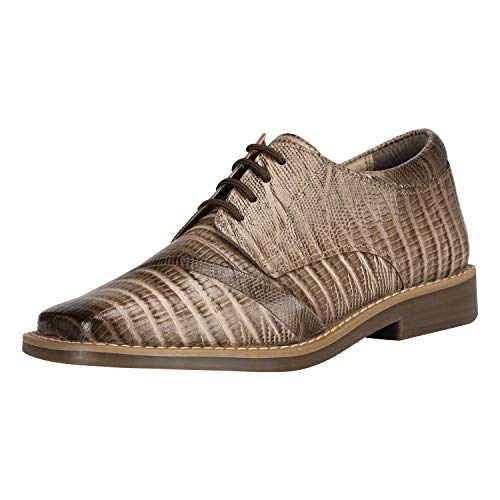 LIBERTYZENO Boys Lizard Print Genuine Leather Oxford Dress Shoes - Kids & Toddlers Lace Up Formal Shoes for Easter, Church, Wedding & Special Occasions