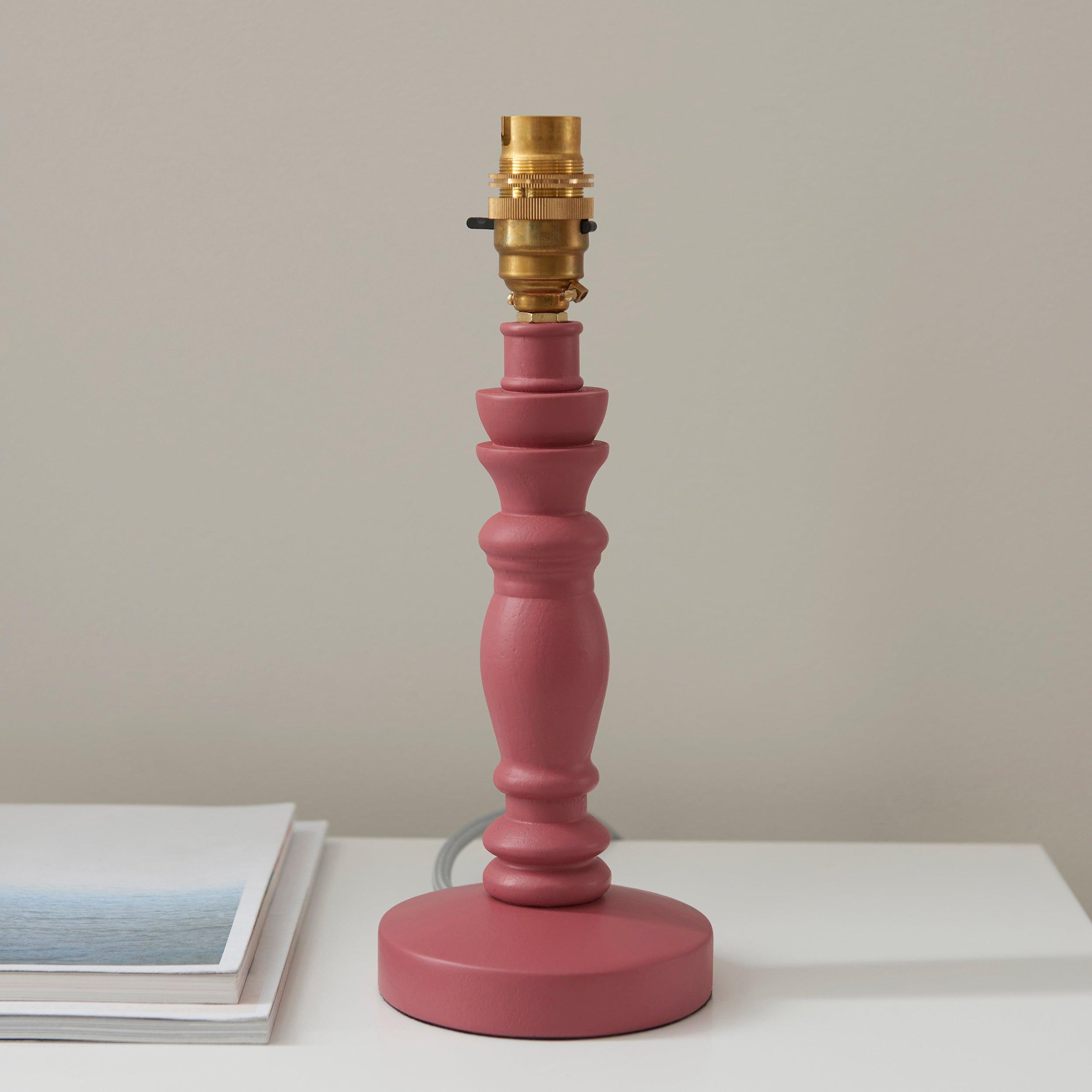 Bibury Pink Table Lamp with 16cm Zigzag Pearl Grey Shade - Elegant Bedside Lighting for Bedroom & Living Room Decor