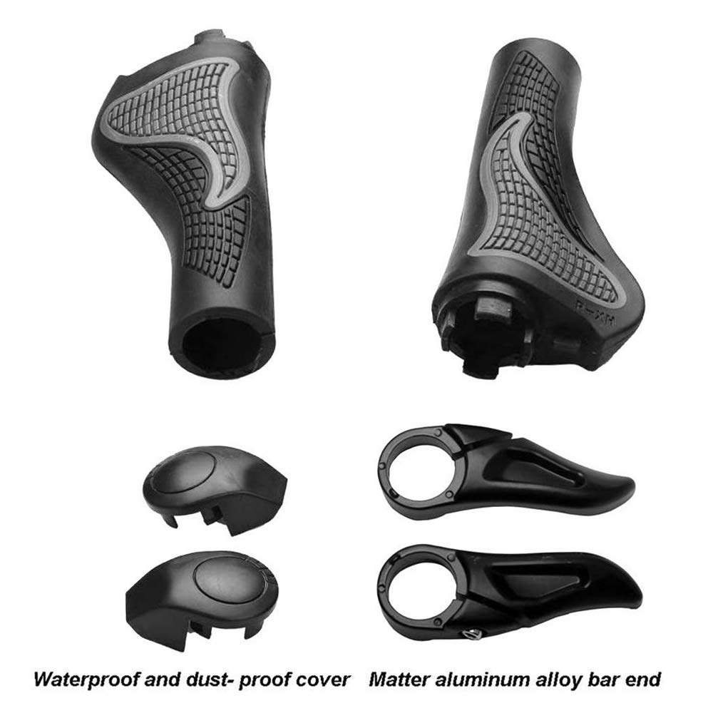 Ergonomic Bike Handlebar Grips for MTB BMX Cycling - Comfortable Non-Slip Rubber Grips with Horn - Perfect for Mountain Biking, Road Cycling & Commuting