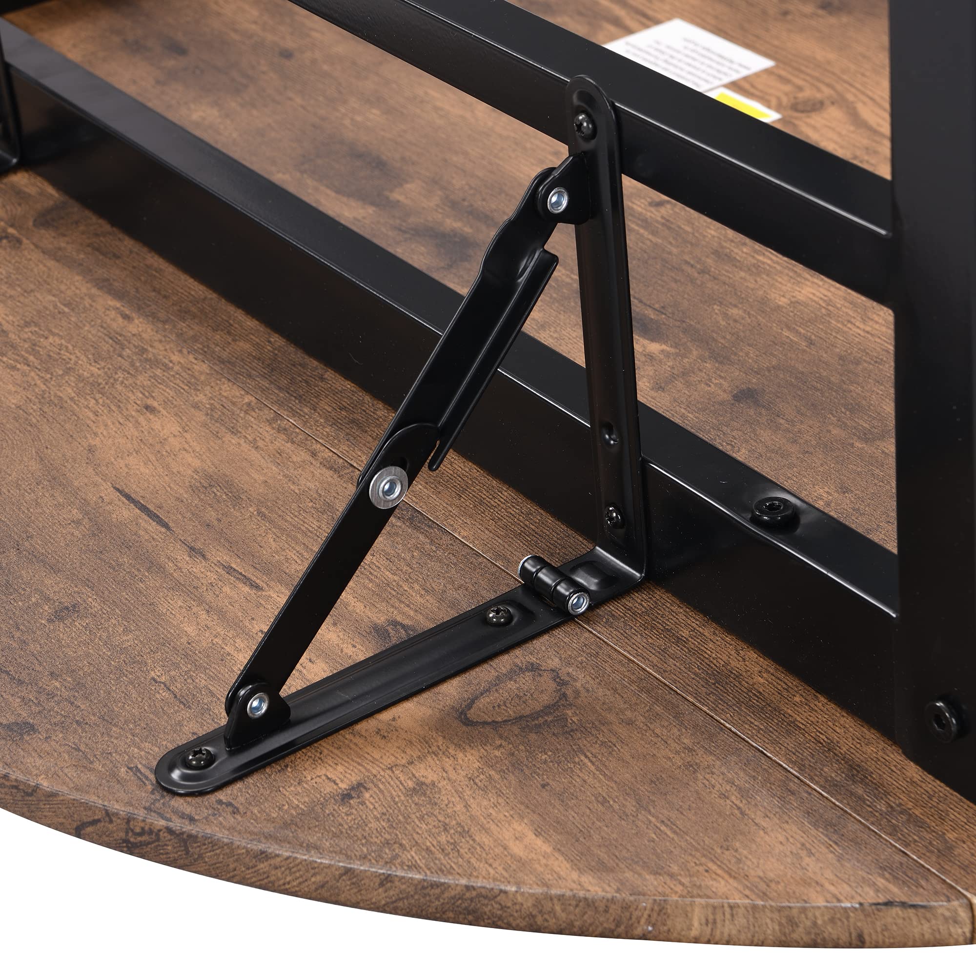 Industrial 3-Piece Counter Height Dining Table Set with Drop Leaf - Round Kitchen Bar Table & Chairs for Small Spaces (Rustic Brown) | Perfect for Breakfast Nooks, Studio Apartments & Cozy Dining Areas