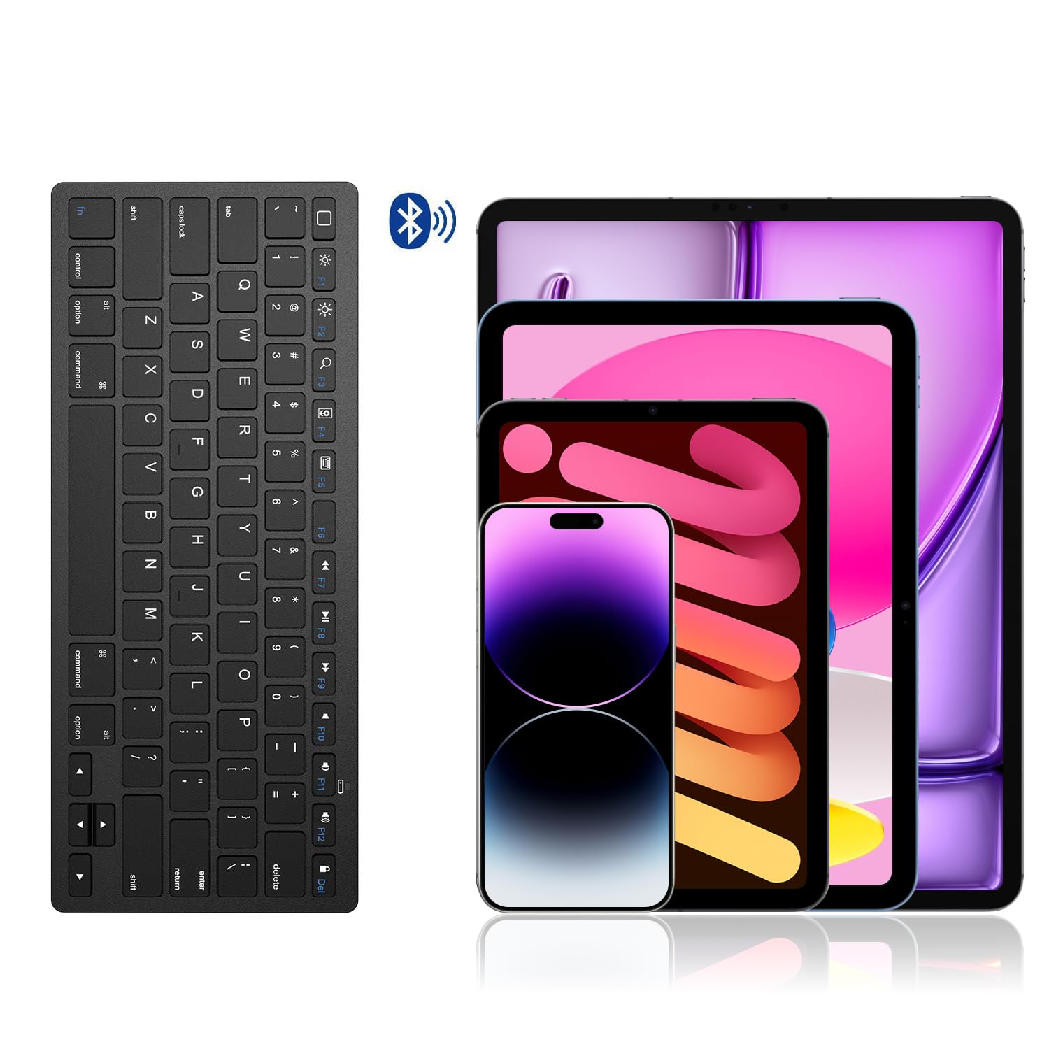 OMOTON Wireless Bluetooth Keyboard Compatible with iPad 10th Gen, iPad Pro 13/12.9/11 inch, iPad Air 13/11 inch, iPad Mini - Slim Portable Keyboard for Typing, Office Work, and Home Use (Black)