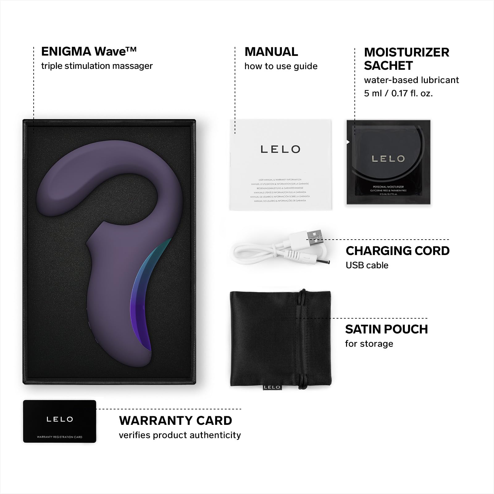 LELO Enigma Wave Triple Stimulation Wireless Vibrator for Women - Clit Sucking & G-Spot Vibrator with WaveMotion Technology, 8 Vibration Modes & Triple Motors - Purple Sex Toy for Couples Play & Solo Pleasure