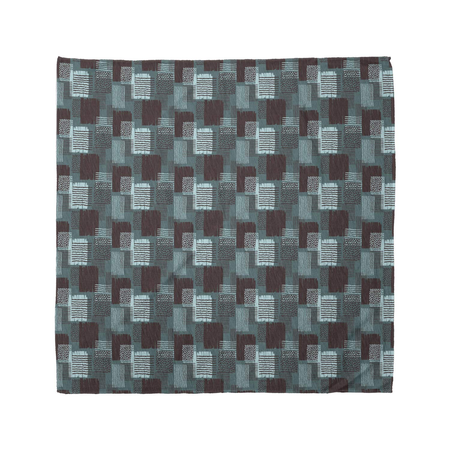 Ambesonne Abstract Bandana - Stylish Dot Stripes & Grunge Squares Design - Unisex Head & Neck Scarf for Men & Women - Perfect for Outdoor Activities, Concerts & Fashion Accessories