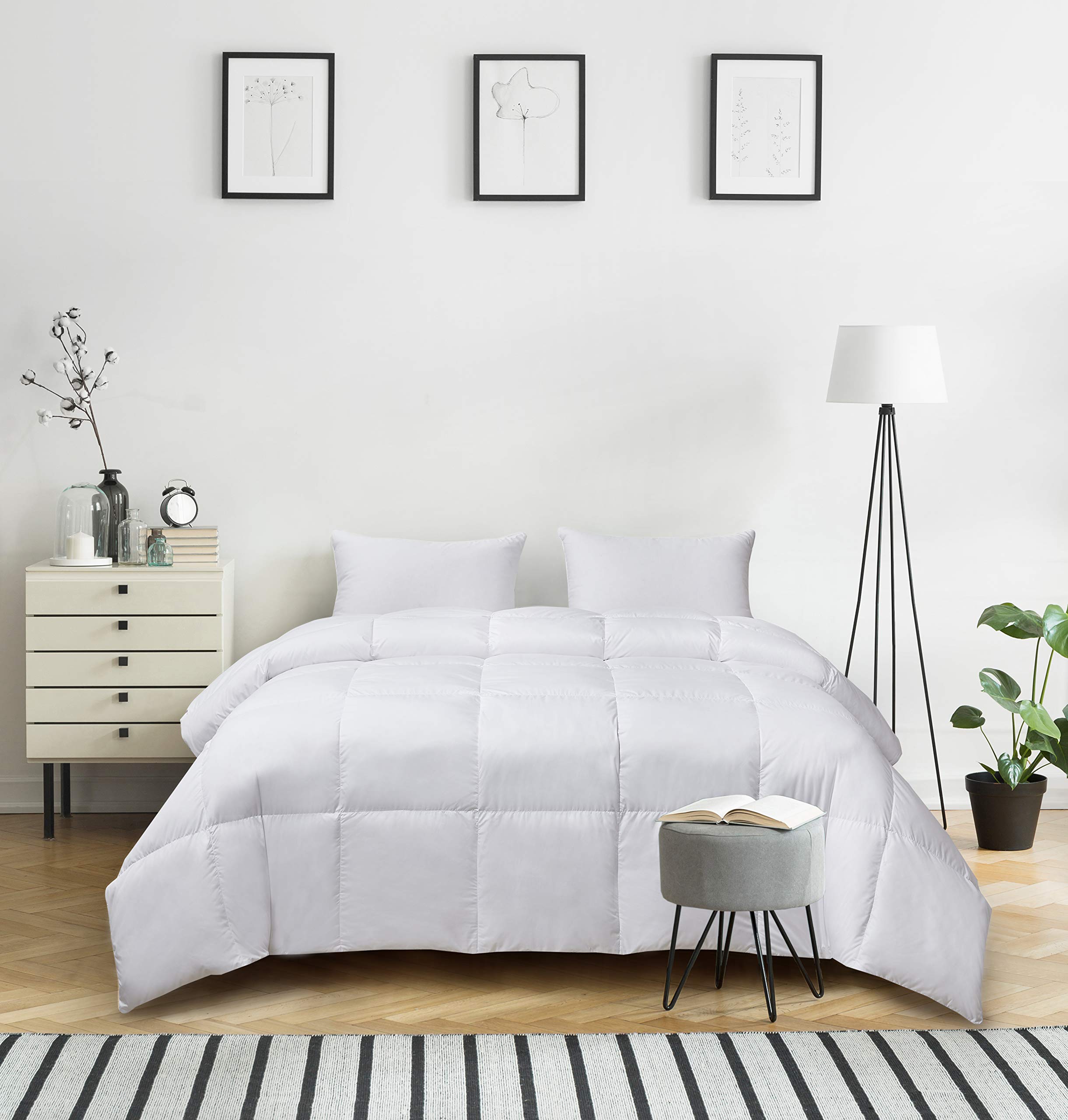 Kathy Ireland Ultra Soft Nano Touch All Season White Down Fiber Comforter - King Size, Hypoallergenic & Breathable for Year-Round Comfort - Perfect for Master Bedroom, Guest Room, and Luxury Hotels