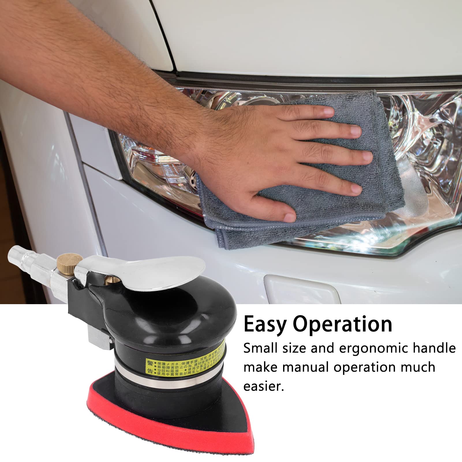 Corner Detail Air Sander - 12000 RPM Random Orbital Sander with Ergonomic Handle | Pneumatic Mini Air Grinder for Wood & Metal Polishing | Perfect for Auto Body Work, Furniture Refinishing & DIY Projects
