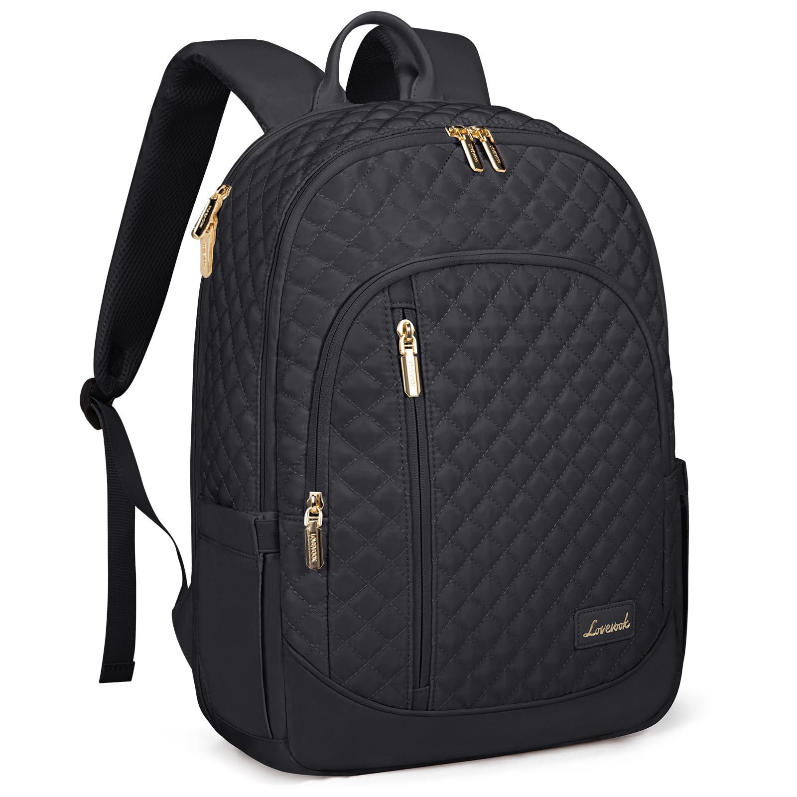 LOVEVOOK 17 Inch Laptop Backpack for Women - Anti Theft Business Travel Backpack with Large Capacity, Lightweight Quilted Design for Work, College, Nursing & Weekender Trips - Perfect for Commuting, Business Trips & Daily Use (Black)