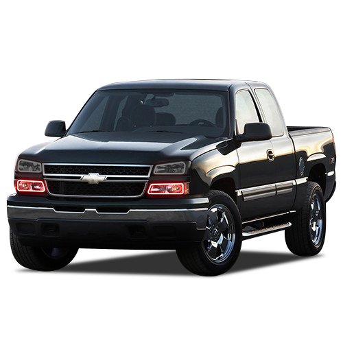 Flashtech LED RGB Multi-Color Halo Ring Headlight Kit with Bluetooth RF Remote & App Control - Compatible with Chevrolet Silverado 2003-2006 - Upgrade Your Truck Lighting for Night Driving & Custom Styling