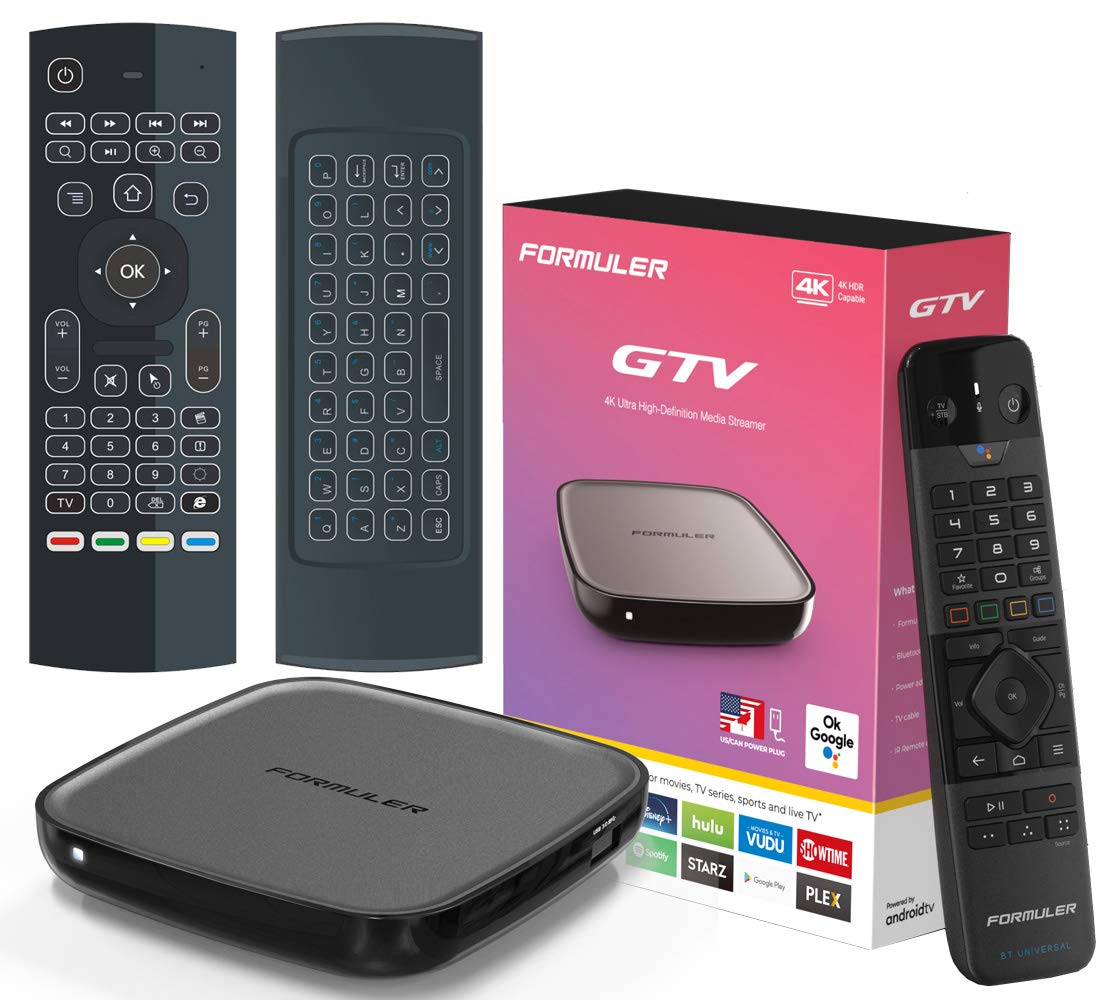 Formuler GTV Certified Android TV 9.0 Box with Bluetooth Remote - Includes Free Air Mouse with Backlit Keyboard for Streaming, Gaming & Home Entertainment
