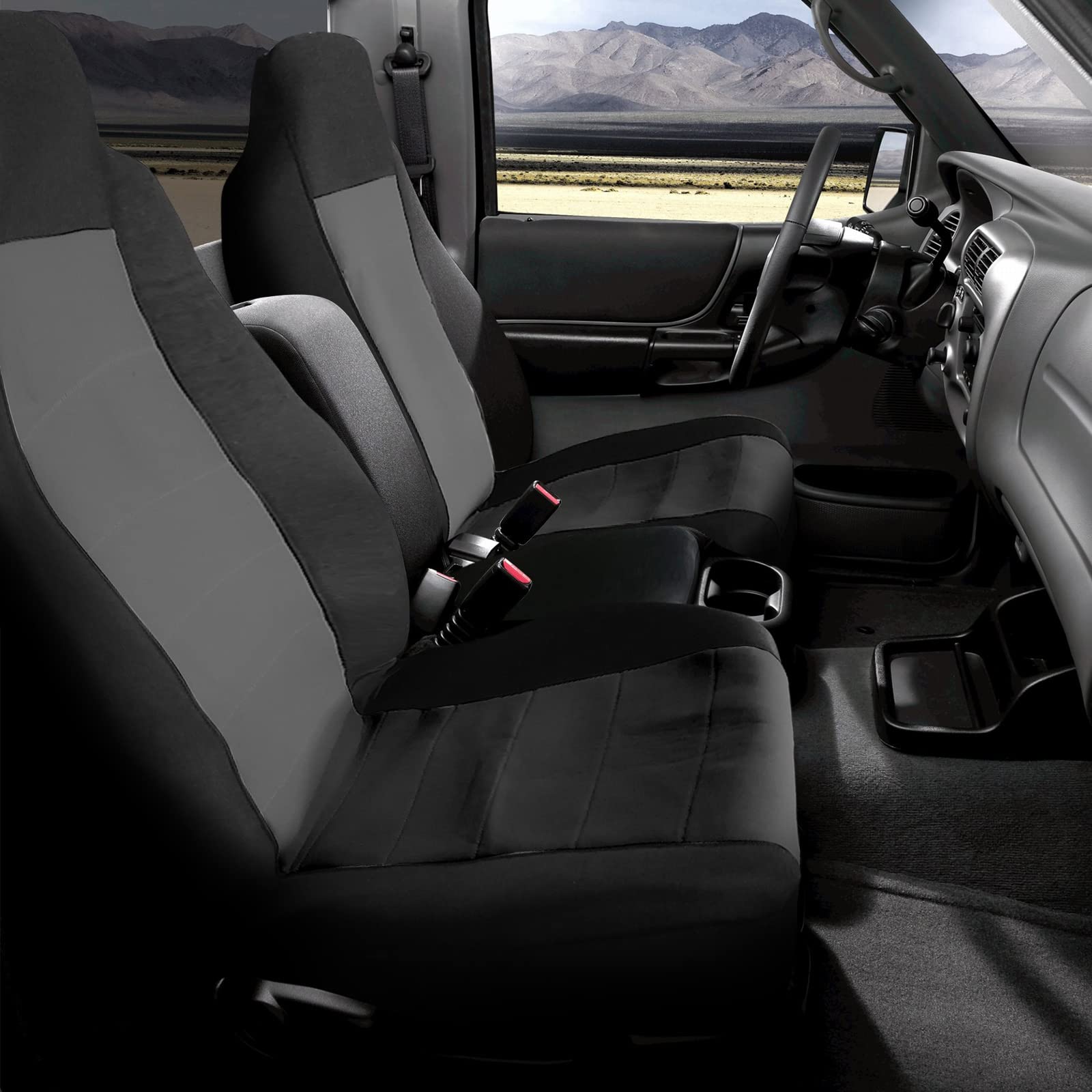 Premium Custom-Fit Front Seat Covers for 2004-2012 Ford Ranger Pickup - 60/40 Split High Back Seat Protection - Universal Fit Without Console - Durable Car Seat Covers for Work Trucks & Daily Commuting