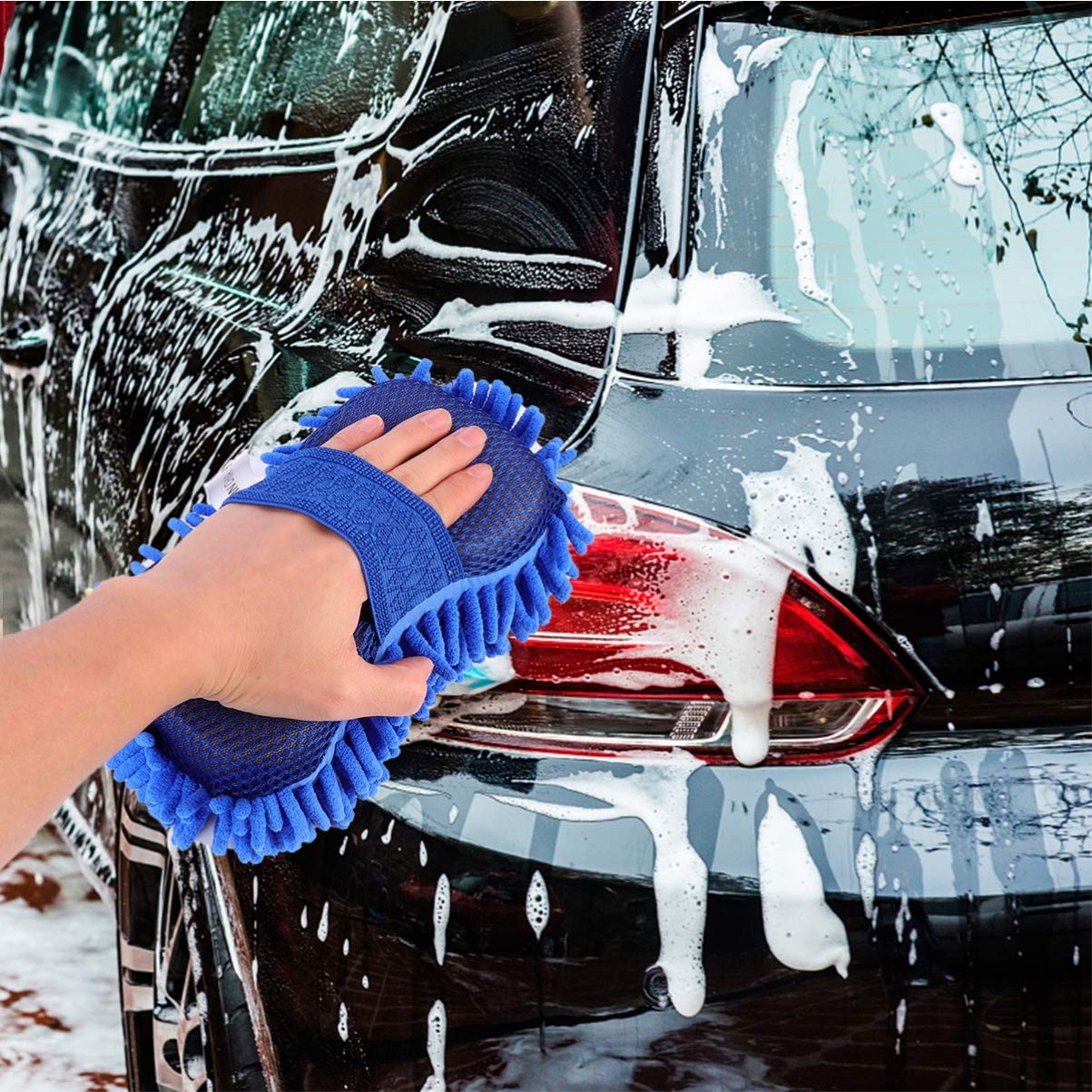 2-Pack Microfiber Car Wash Mitts - Ultra Soft Scratch-Free Sponge Gloves for Dust-Free Auto Cleaning - Perfect for Cars, Trucks & SUVs (Great for Hand Washing & Detailing)