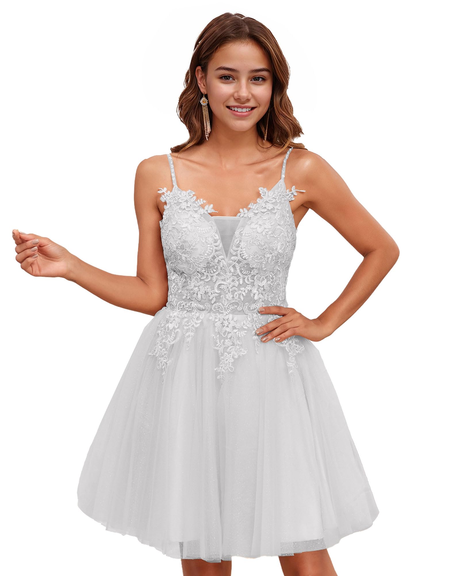 JAEDEN 2025 Short Prom Dress - Lace Homecoming & Quinceanera Dresses for Teens, Tulle Ball Gown for Party, Dance, Sweet 16 & Special Occasions