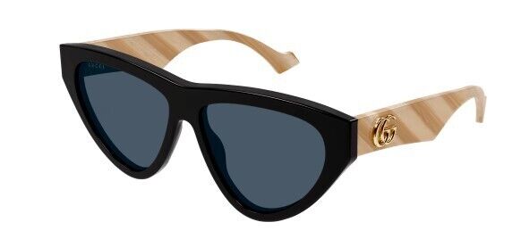 Gucci GG1333S 004 Black Ivory Blue Cat Eye Sunglasses for Women - Luxury Designer Shades for Fashion & Outdoor Activities