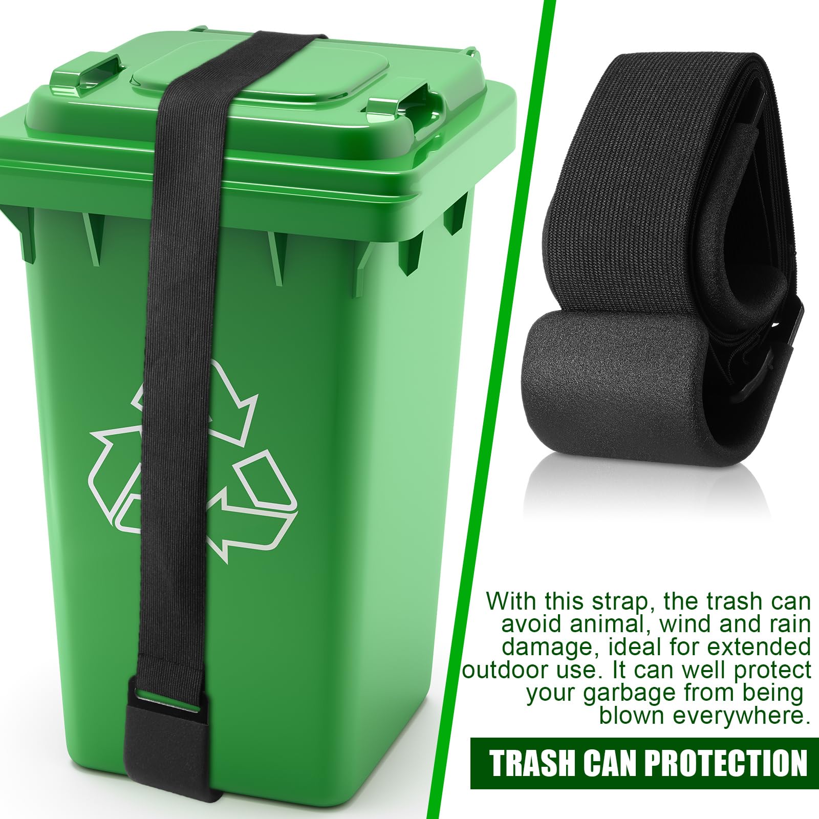 6-Pack Adjustable Metal Double Claw Trash Can Lock Straps - Universal Animal-Proof Lid Locks for Outdoor Bins - Secure Against Raccoons, Dogs & Pests - Perfect for Backyard, Garage & Campsite Use