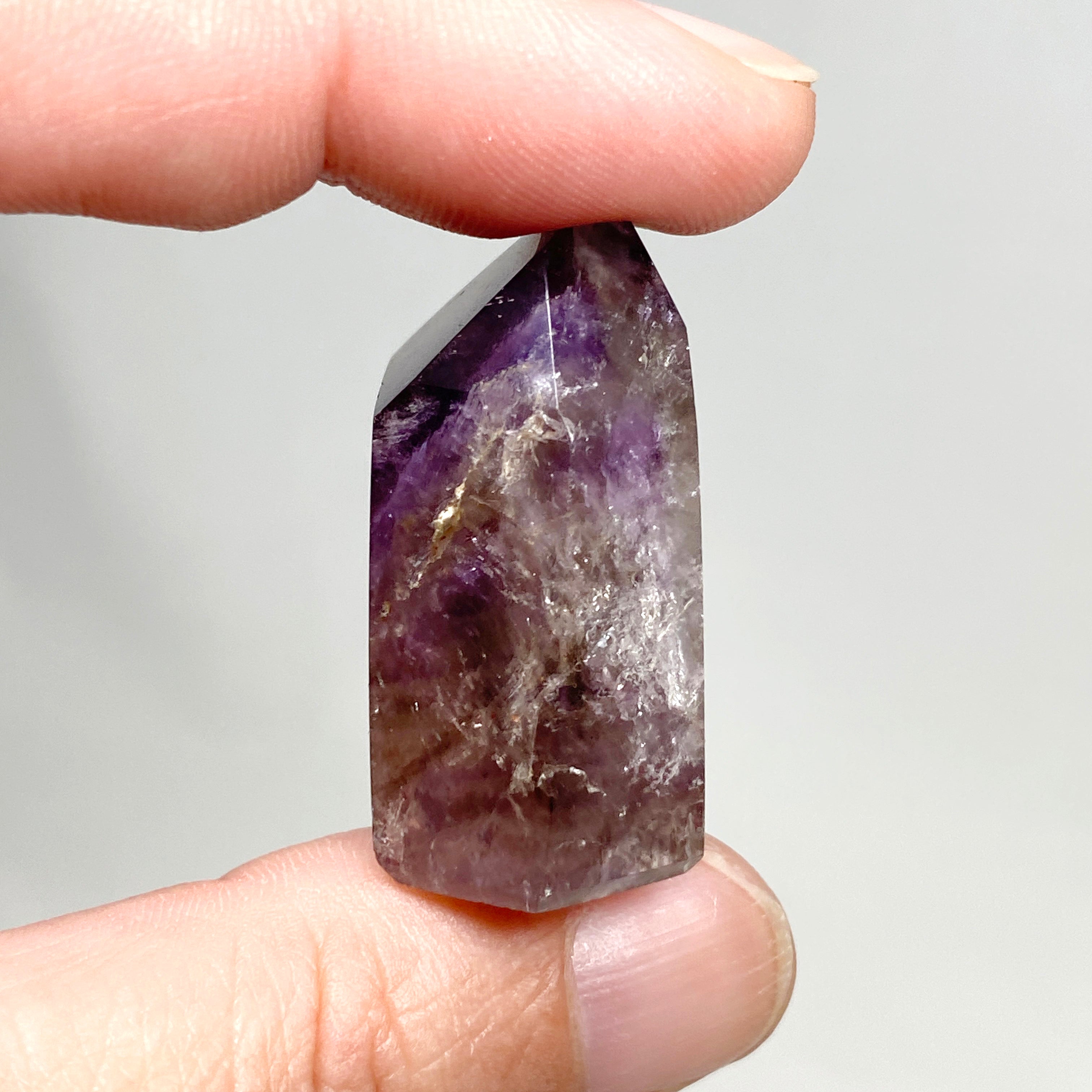 Natural Smokey Amethyst & Clear Quartz Crystal Point - Healing Stone for Meditation, Energy Work & Home Decor (CR3439)