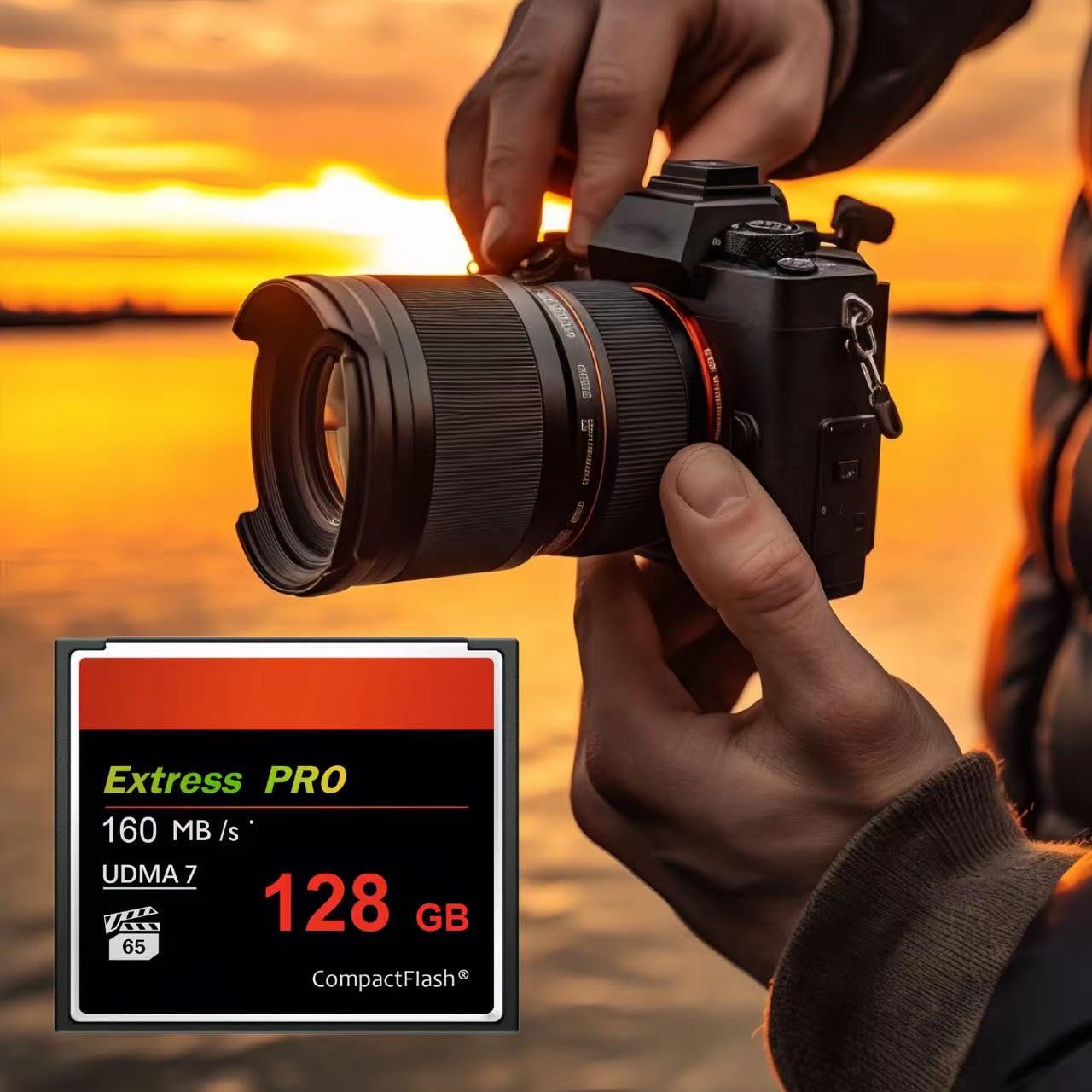 128GB CompactFlash Card - UDMA 160MB/s High-Speed CF Memory Card for DSLR & Professional Cameras - Perfect for 4K Video Recording & Burst Mode Photography