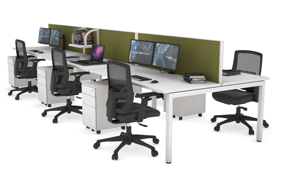 Quadro Square Legs 6-Person Office Workstation Desk [1600L x 700W] - Perfect for Team Collaboration & Open Office Spaces