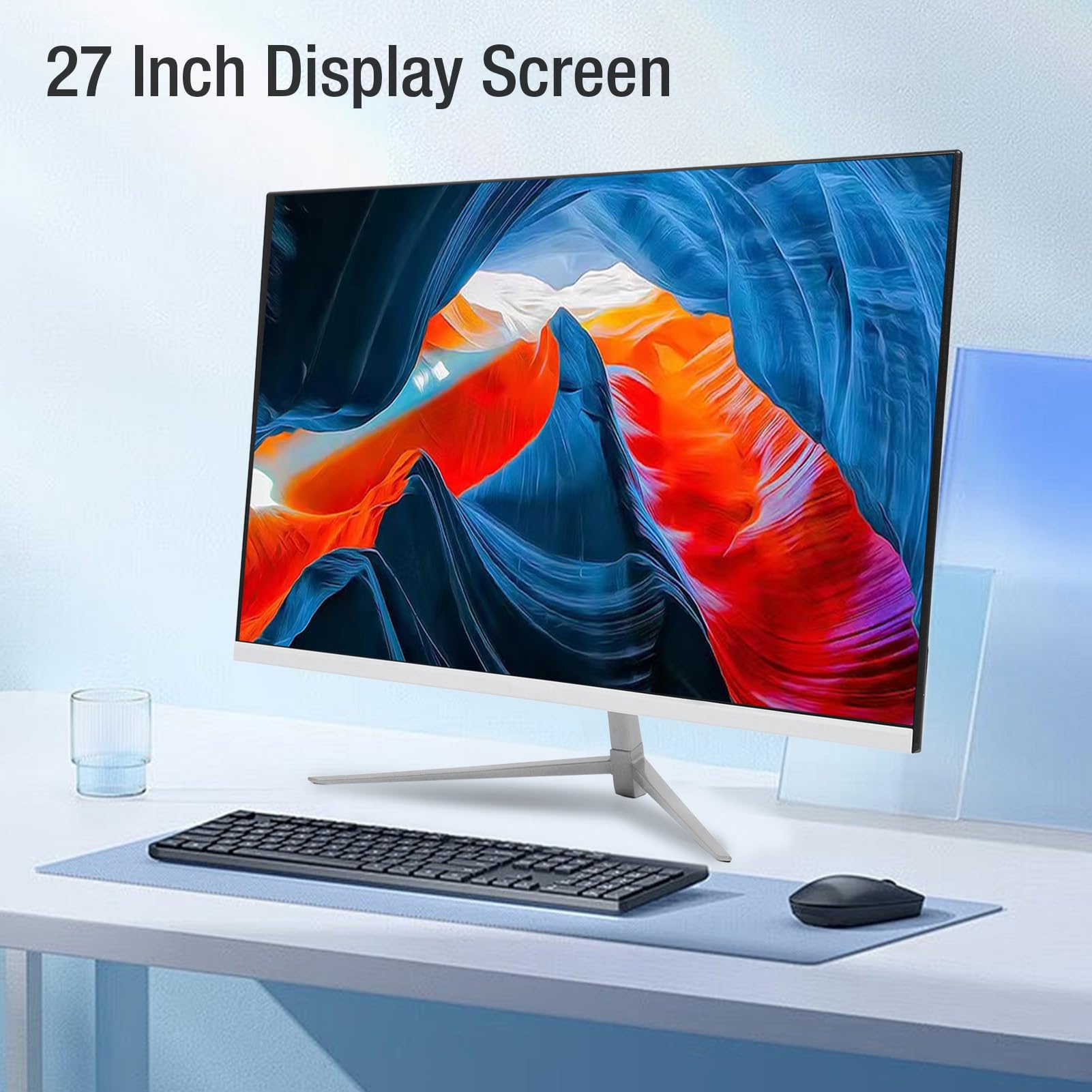 27 Inch Gaming Monitor - 2K QHD 165Hz Ultra Slim LED Computer Screen with HDMI & DP Ports, 120% sRGB, Eye Care Technology, Wide Viewing Angle (White) - Perfect for Esports, Streaming & Home Office Work