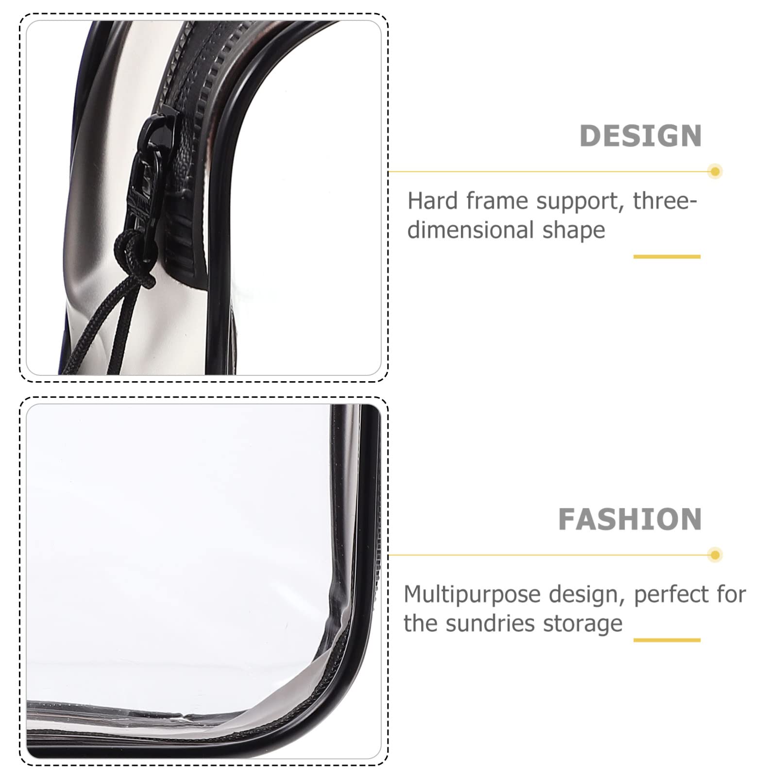 EXCLUZO 4-Piece Clear Waterproof Makeup Organizer Set - Transparent Travel Cosmetic Bag, Toiletry Pouch & Wash Bag for Women | Perfect for Airplane Carry-On, Gym Essentials & Bathroom Storage (Black)