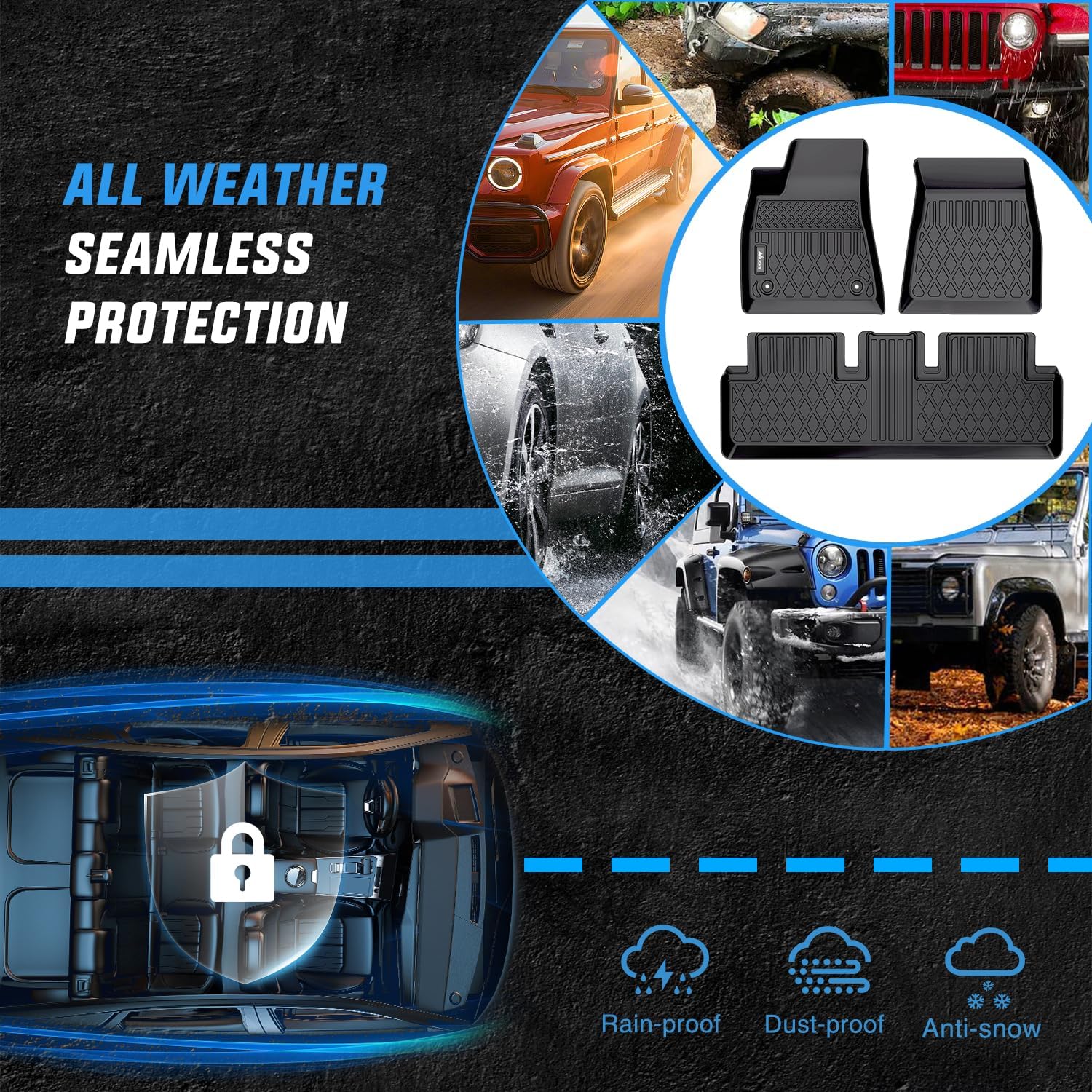 Premium TPE Floor Mats for Tesla Model 3 (2020-2023) - All-Weather Protection, Custom Fit Car Mats for Enhanced Interior Protection & Easy Cleaning - Perfect for Daily Commute, Road Trips & Family Driving