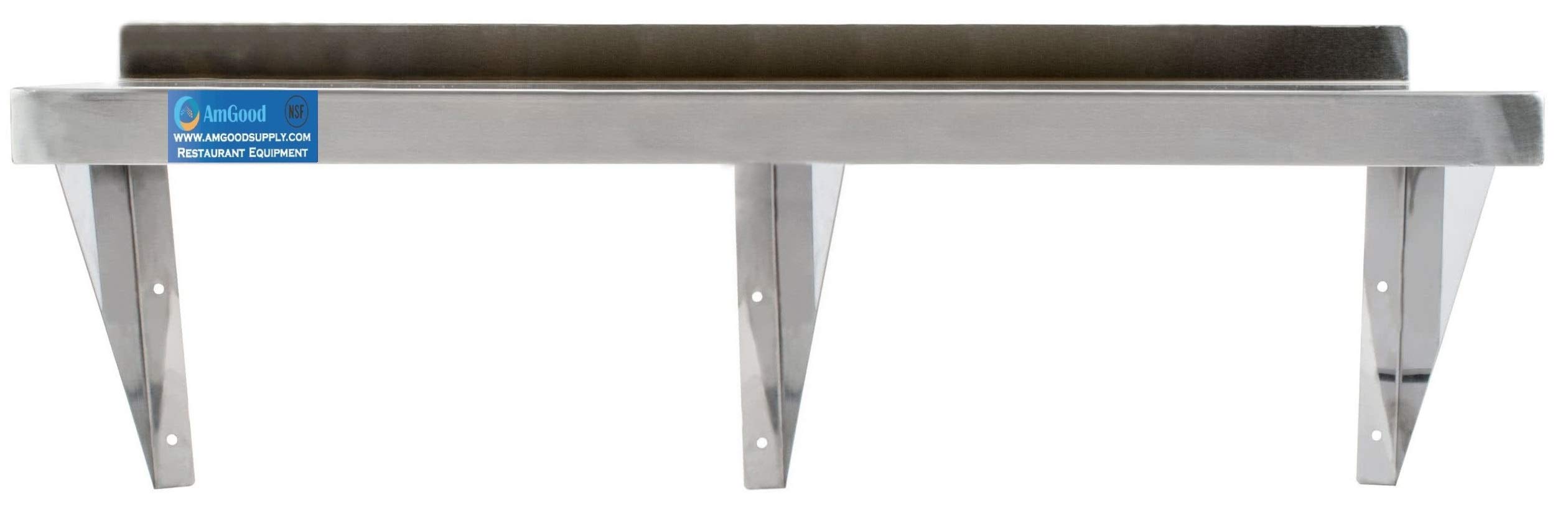 AmGood 12x72 Inch Stainless Steel Wall Shelf - Heavy Duty Commercial Grade Metal Shelving with Square Edge | NSF Certified | Perfect for Kitchen, Garage & Retail Storage