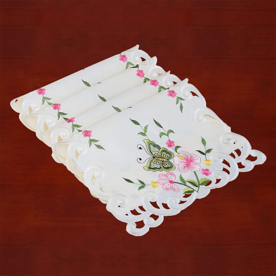 Simhomsen Decorative Butterfly and Floral Table Place Mats Set of 4 - 13x19 Inch Green Placemats for Dining Table, Kitchen, Party & Home Decor - Elegant Table Setting for Everyday Meals, Dinner Parties & Special Occasions