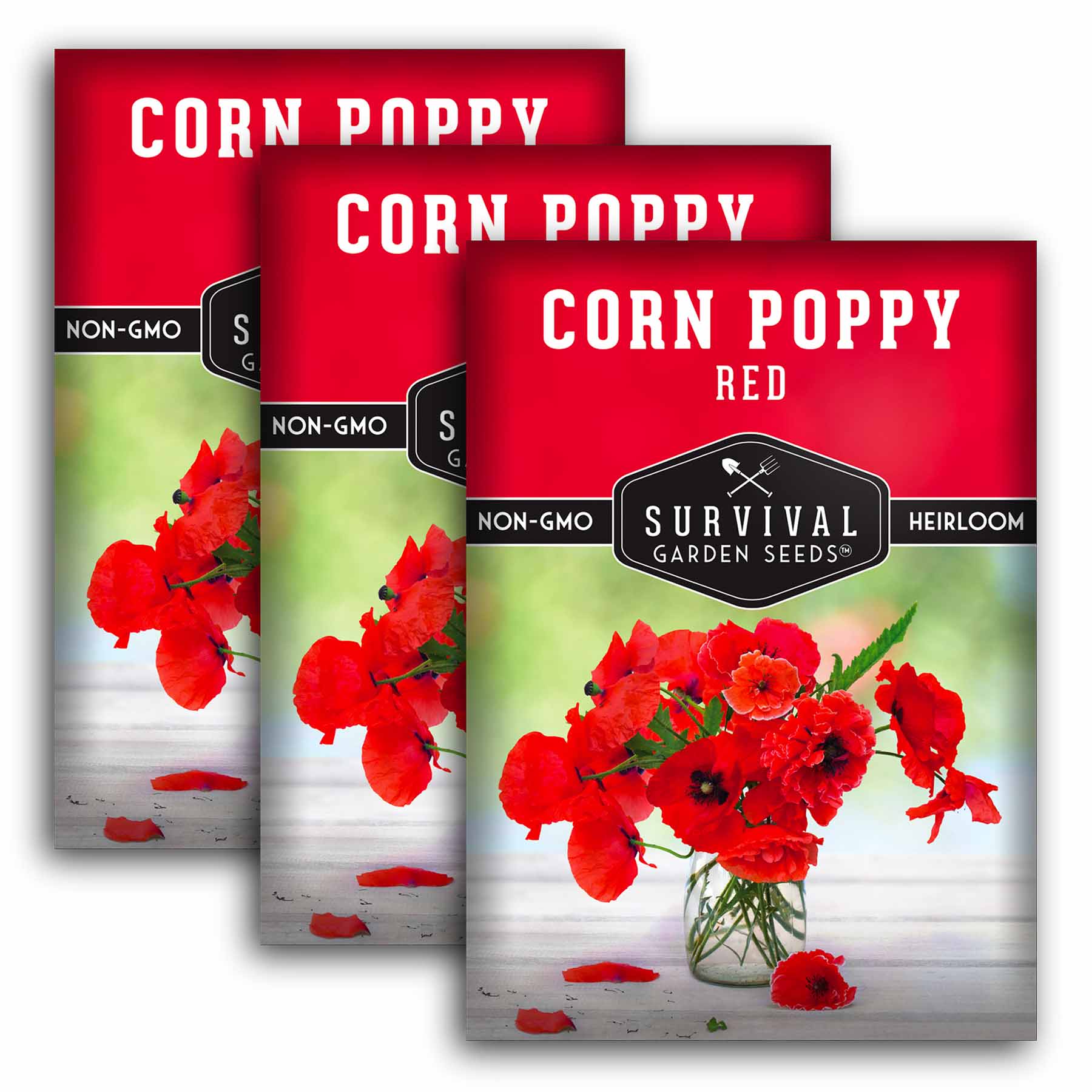 Premium Red Corn Poppy Seeds for Planting - Non-GMO, Heirloom Variety - Perfect for Gardens, Landscaping & Pollinator-Friendly Yards