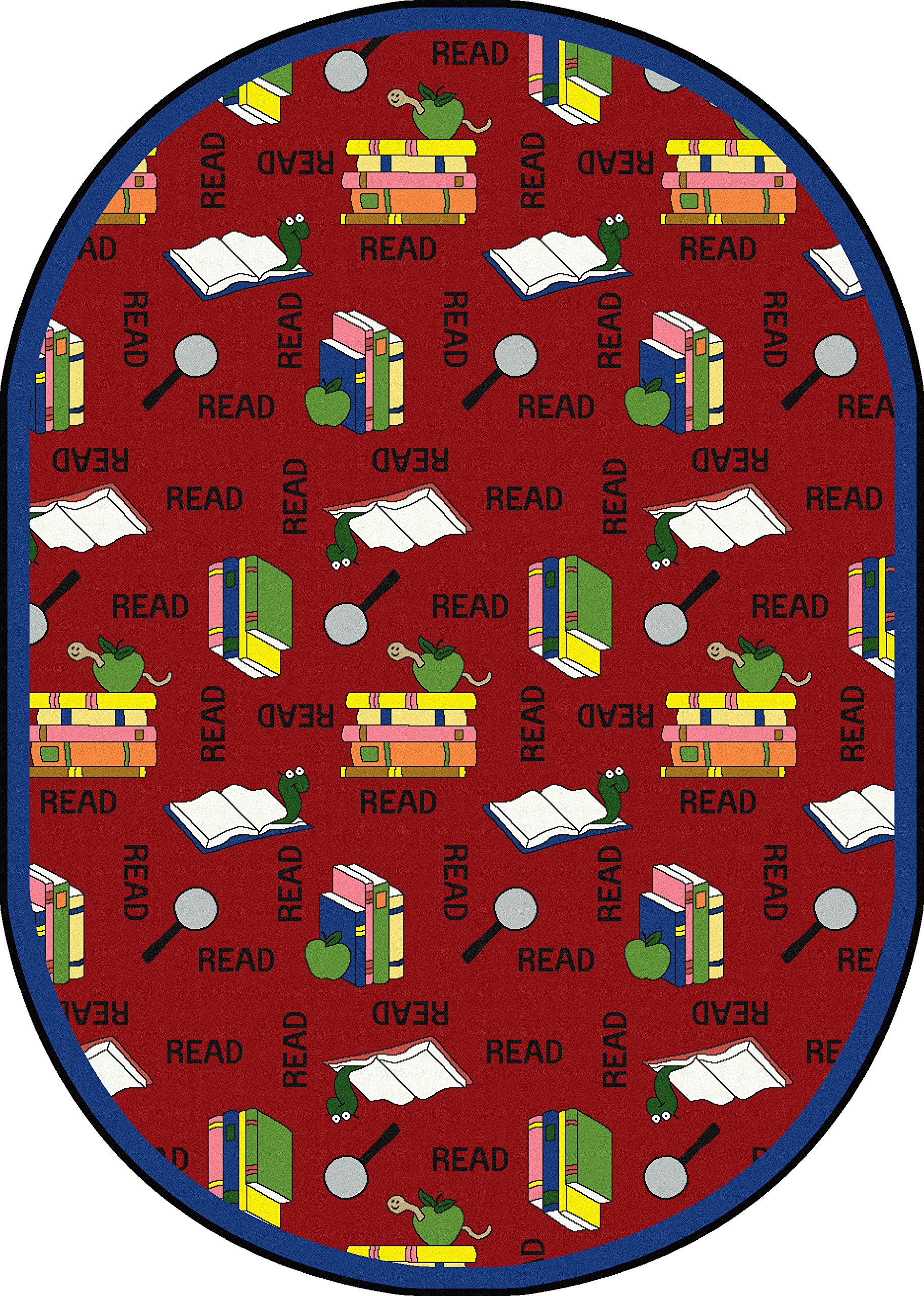 Joy Carpets Kid Essentials Language & Literacy Bookworm Rug - Red 7'8