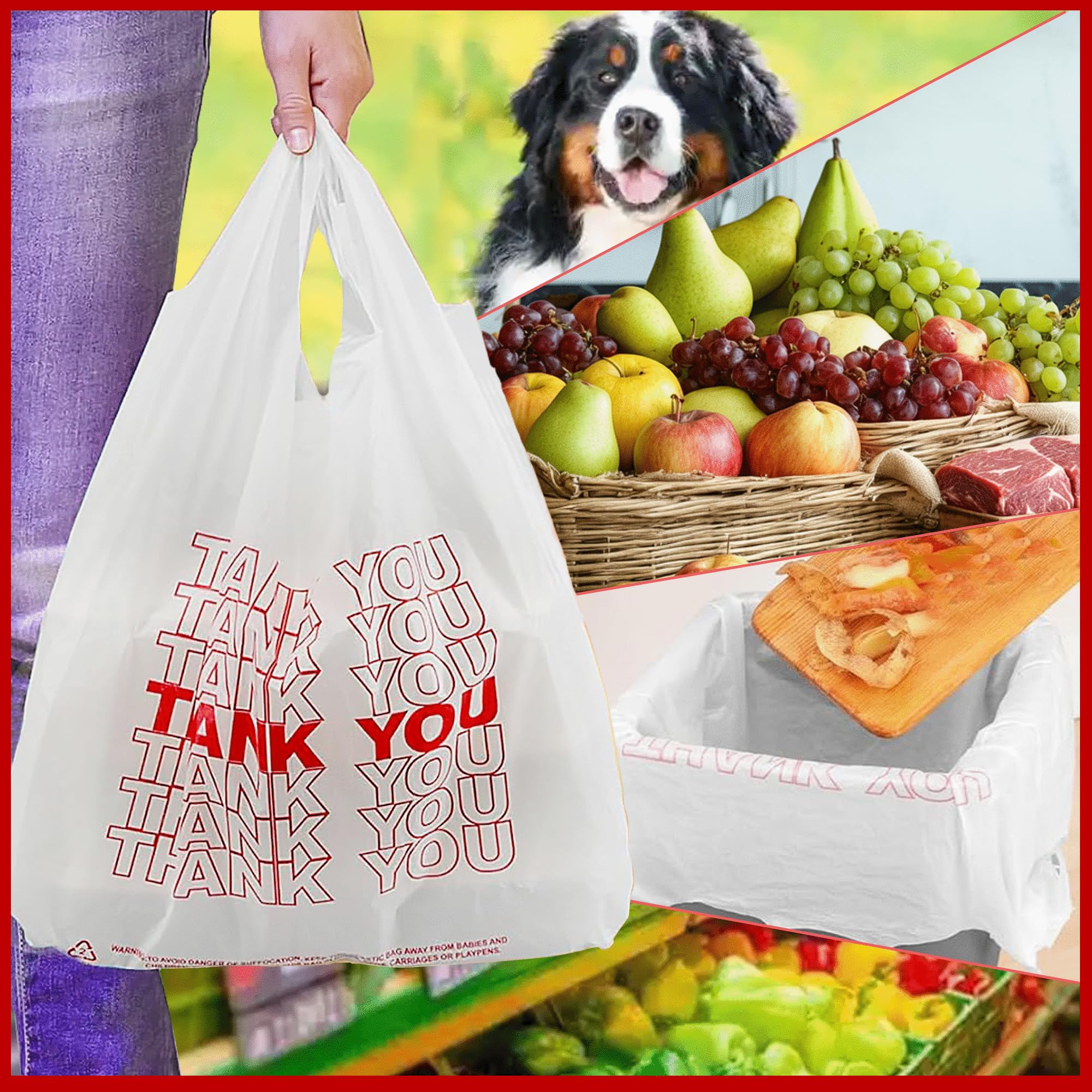 TashiBox 11.5x6.25x21 Inch Plastic Thank You Bags - 15 Micron, 0.6 Mil Thickness (Pack of 308) - Perfect for Restaurants, Convenience Stores & Retail Packaging