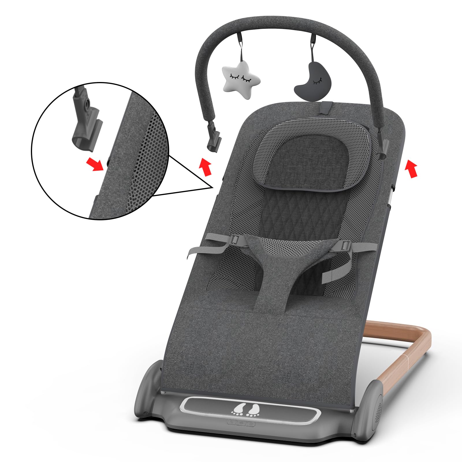 SYCYH Baby Bouncer Seat with Vibration & Music - Portable Infant Bouncer for Newborns 0-12 Months - Includes Removable Toy Bar - Perfect for Soothing, Playtime & Parenting Hands-Free Moments