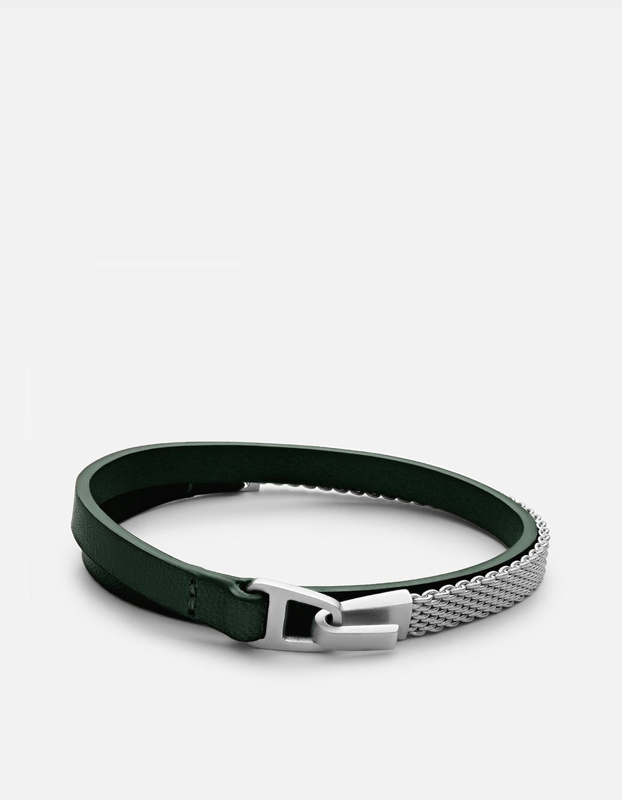 Premium Moore Half Mesh Leather Bracelet with Sterling Silver Clasp - Elegant Jewelry for Women, Perfect for Parties, Weddings & Everyday Wear