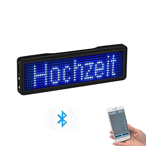 Sujurio Bluetooth LED Name Badge - Rechargeable Customizable Message Board with Scrolling Text Display (Type 5) - Perfect for Conferences, Events, Retail & Hospitality Staff