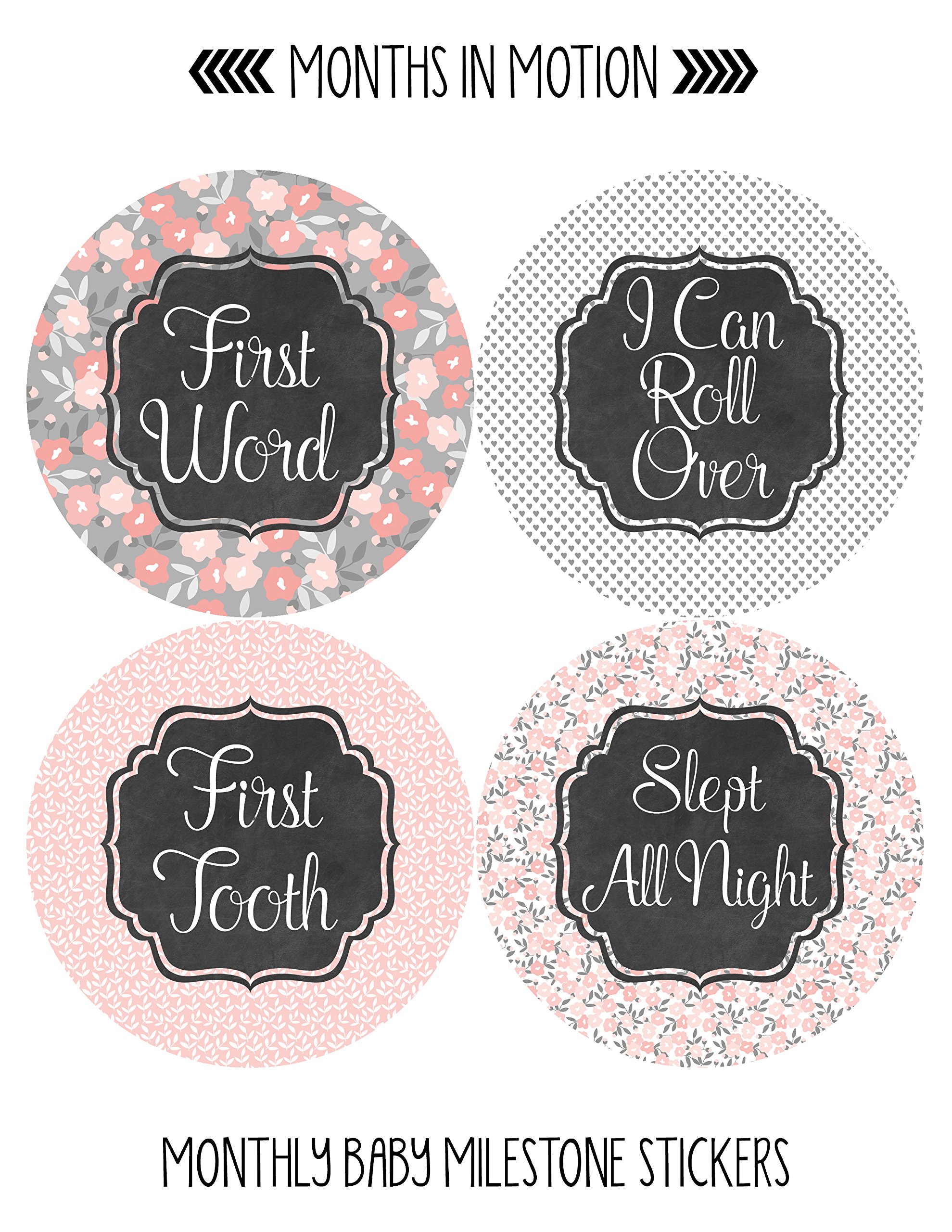 Baby Monthly Milestone Stickers - Newborn Girl Growth Tracking Stickers - Set of 20 Adhesive Photo Props for First Year Memories - Perfect for Baby Photo Shoots, Scrapbooking & Nursery Decor