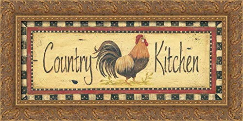 40x19 Gold Ornate Framed Canvas Art Print - Country Kitchen Wall Decor | Vintage Farmhouse Style Painting for Dining Room, Kitchen & Living Room